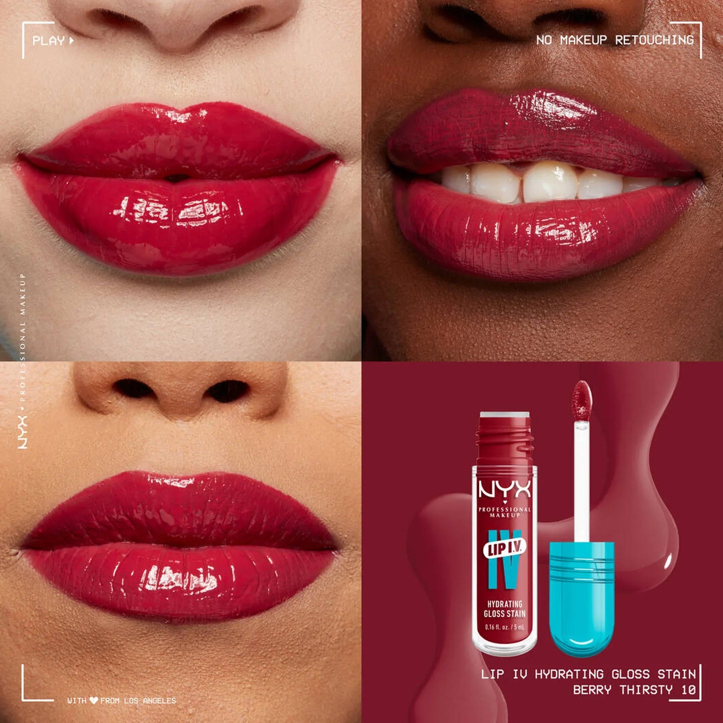 NYX Lip IV Hydrating Gloss Stain 10 Berry Thirsty 5ml