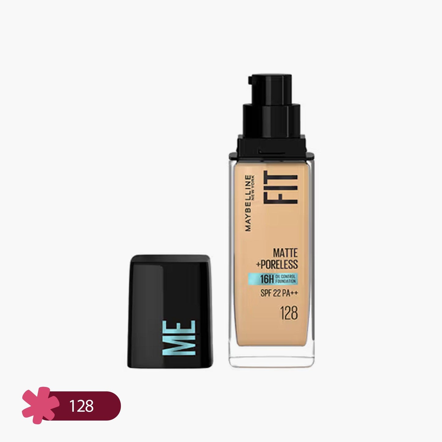 Maybelline Fit Me Matte+Poreless 16H Oil Control Liquid Foundation Normal To Oily SPF 22 PA++ 128 30ml