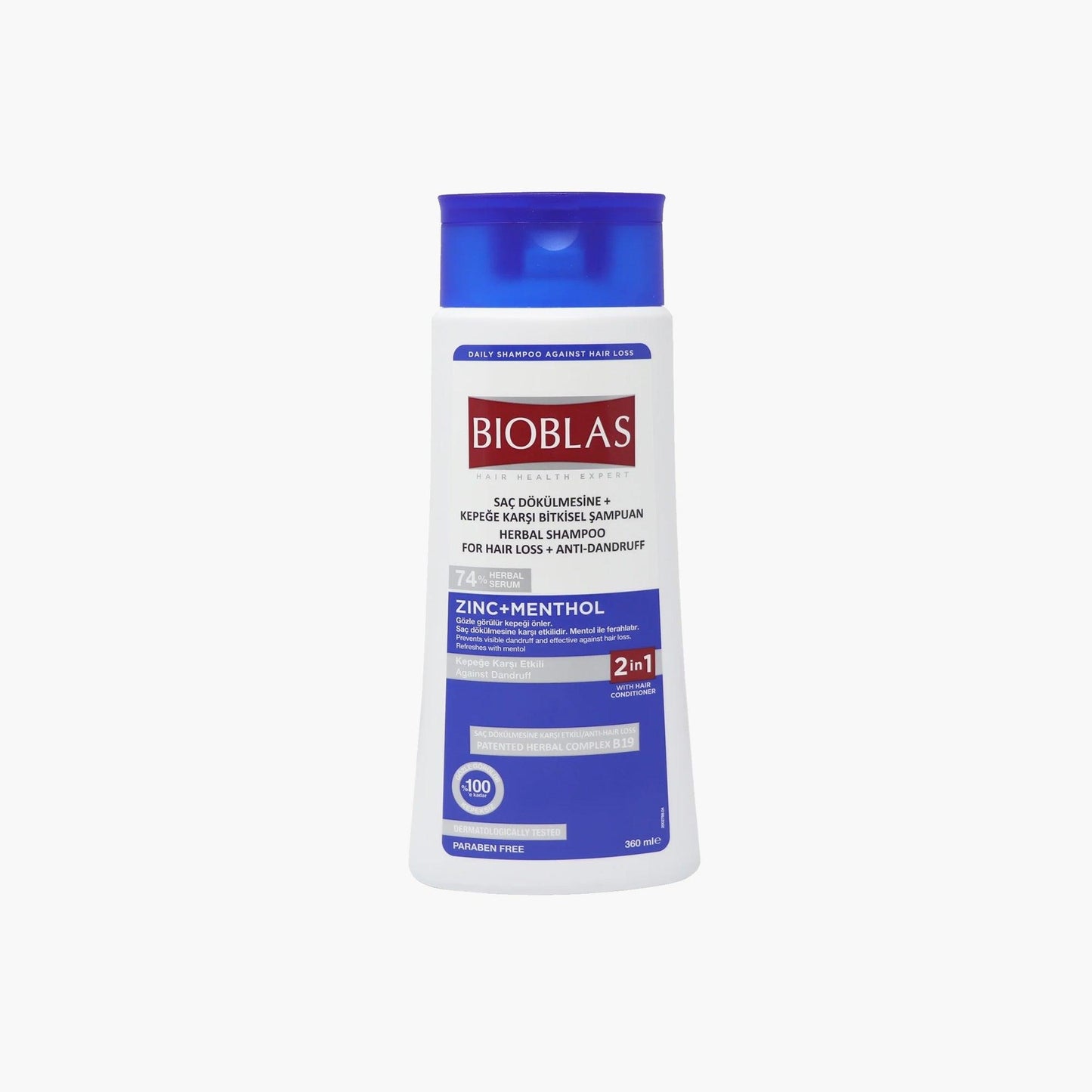 Bioblas Herbal Shampoo For Hair Loss + Anti-Dandruff Zinc + Menthol 360ml - TheSkinFit