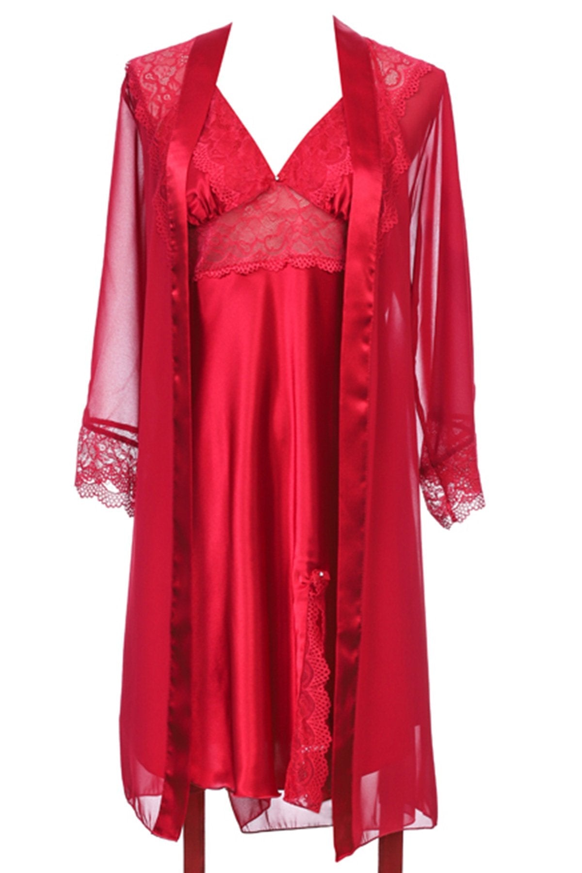 BLS Heloise Silk And Chantilly Nighty Burgundy