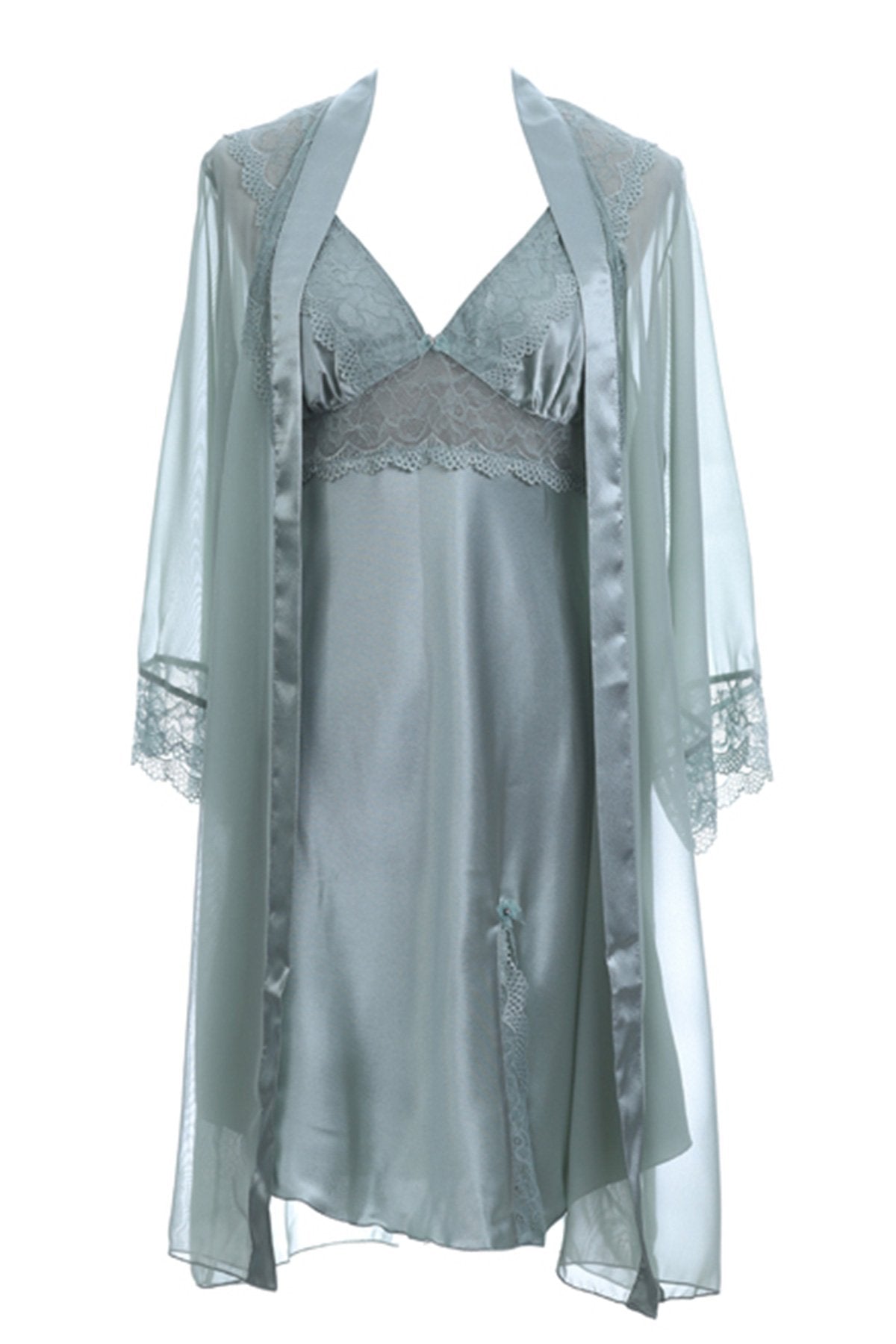 BLS Heloise Silk And Chantilly Nighty Green
