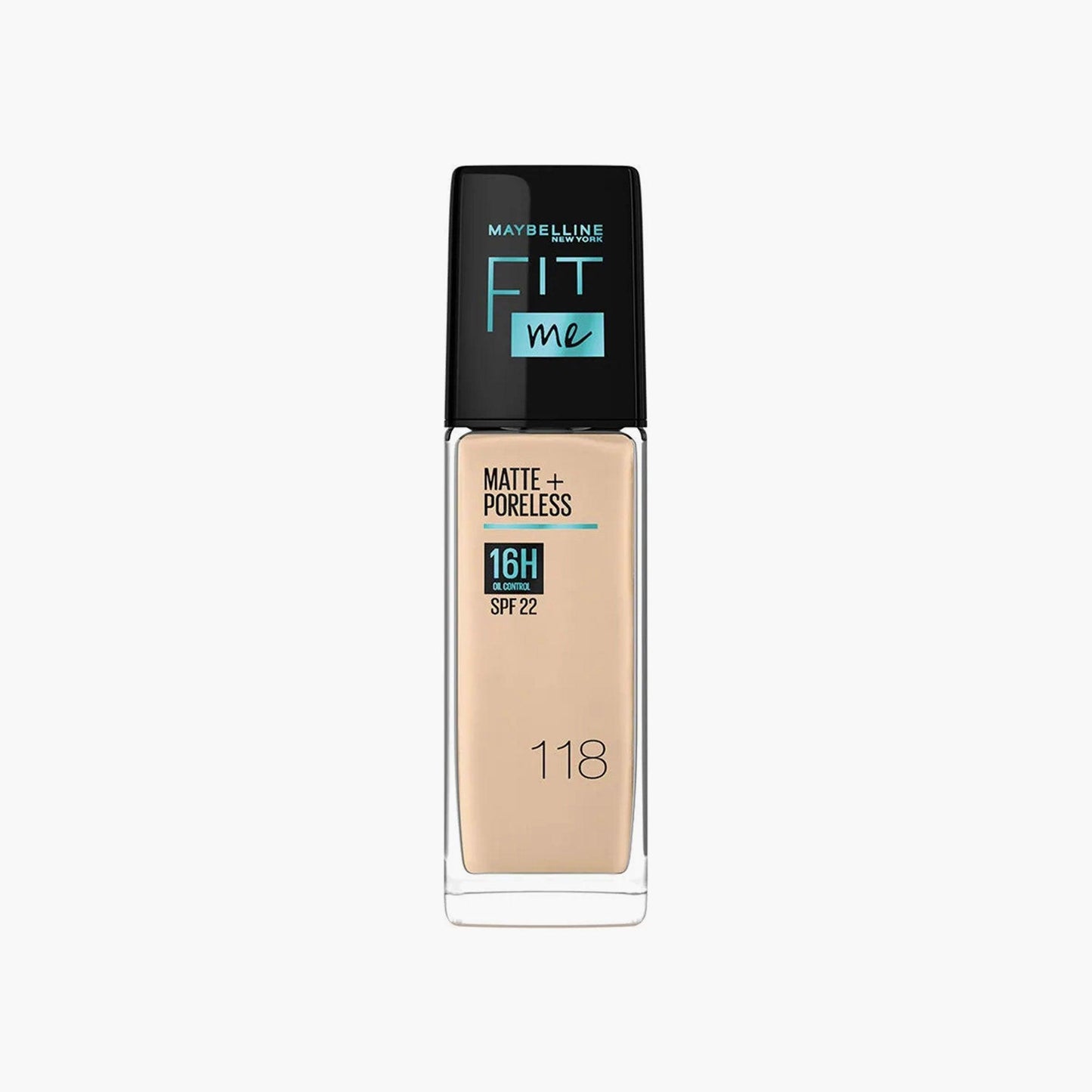 Maybelline New York Fit Me Matte+Poreless 16H Oil Control Liquid Foundation SPF 22 118 Light Beige 30ml - TheSkinFit