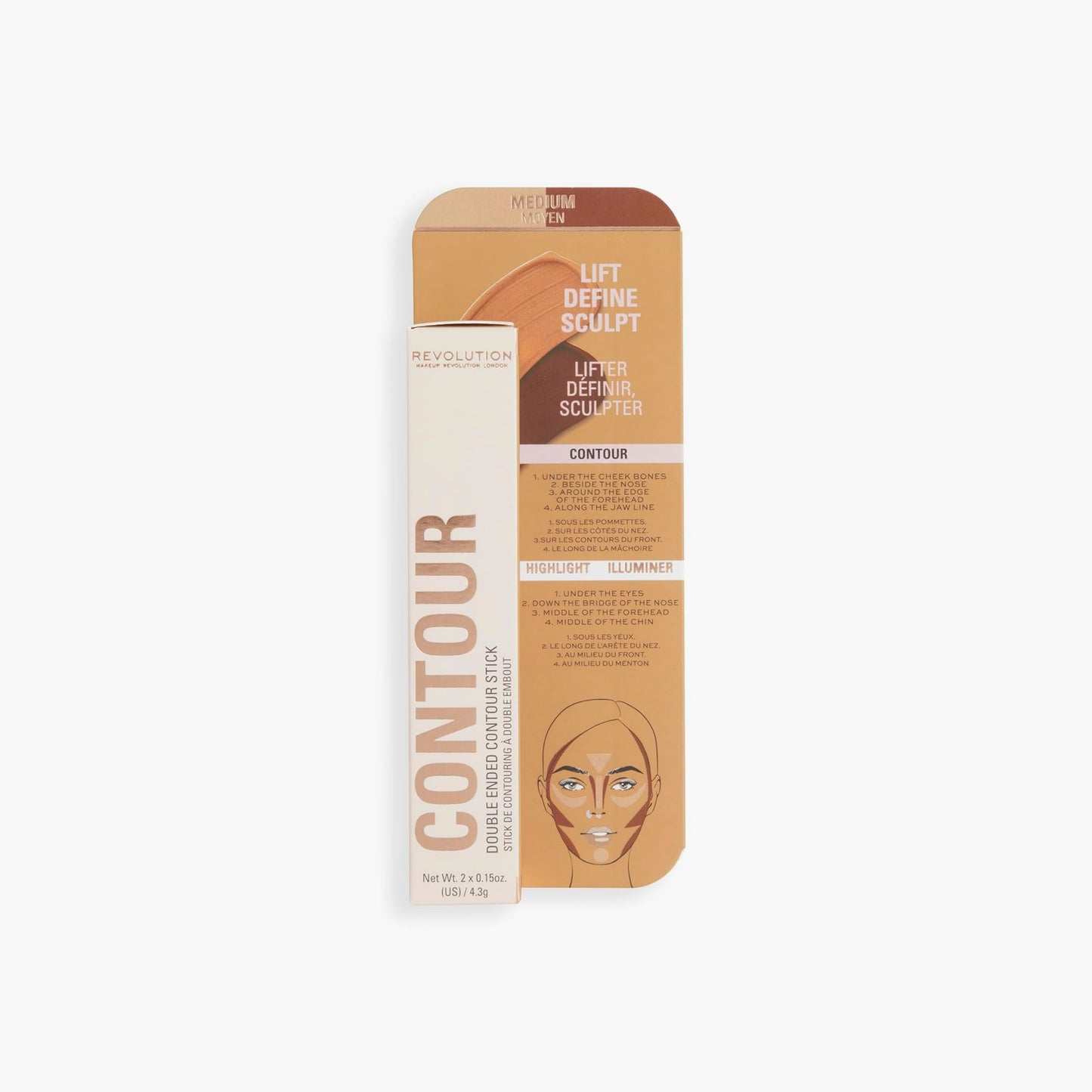 Revolution Face Contour Double Ended Contour Stick Medium 8.6gm