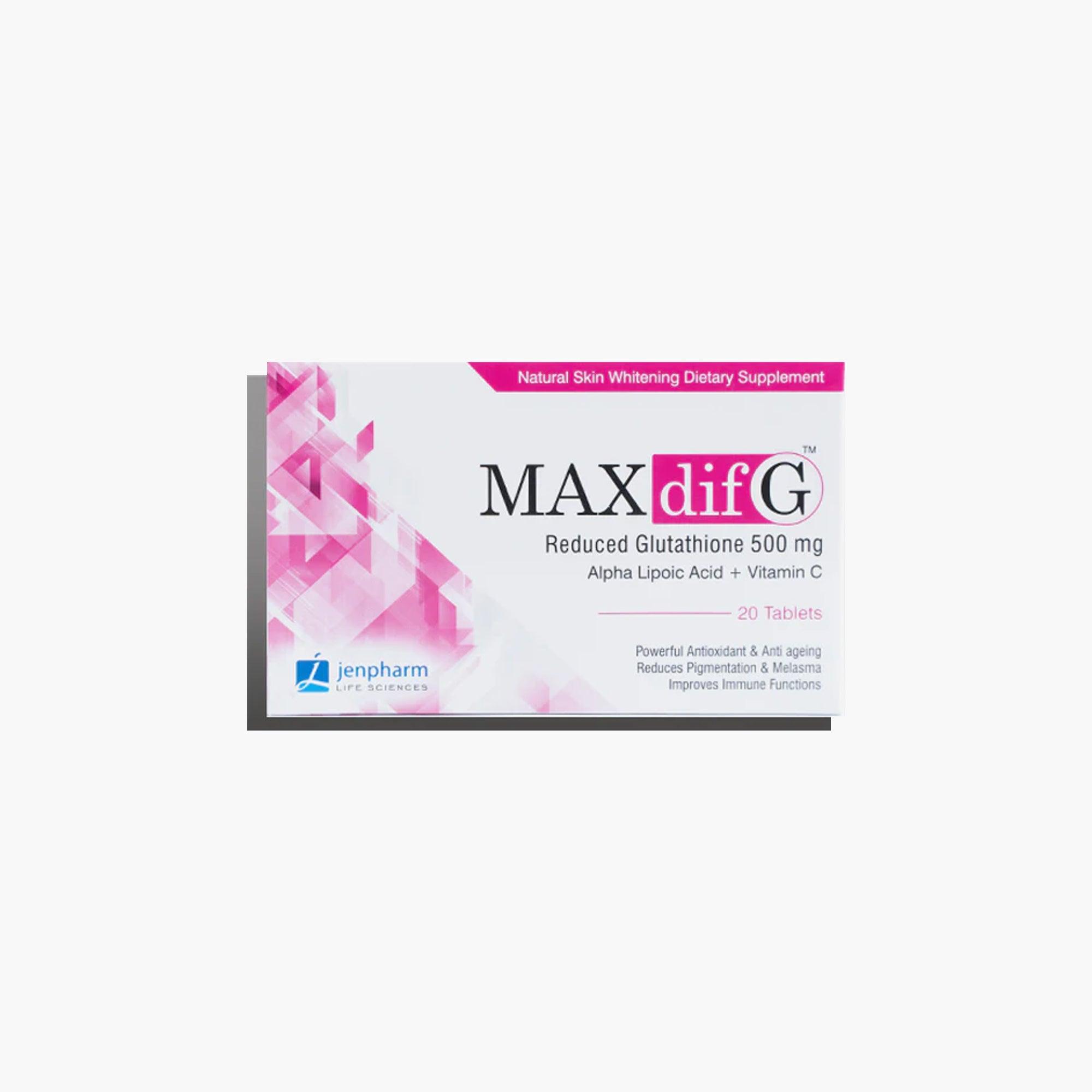 Jenpharm MAXdif G Reduced Glutathione 500mg 20 Tablets Jenpharm MAXdif G Reduced Glutathione 500mg 20 Tablets