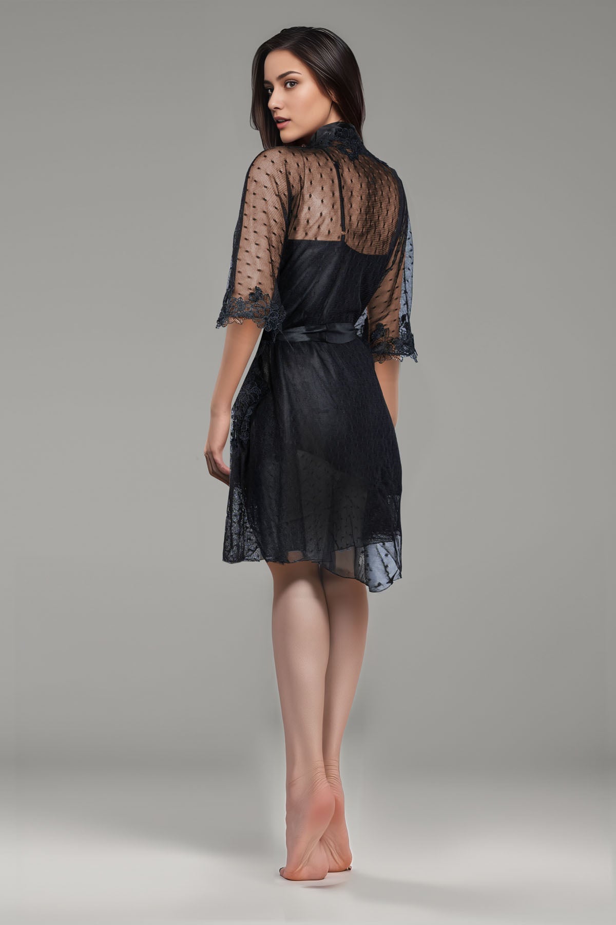 BLS Bess Silk And Lace Nighty Black