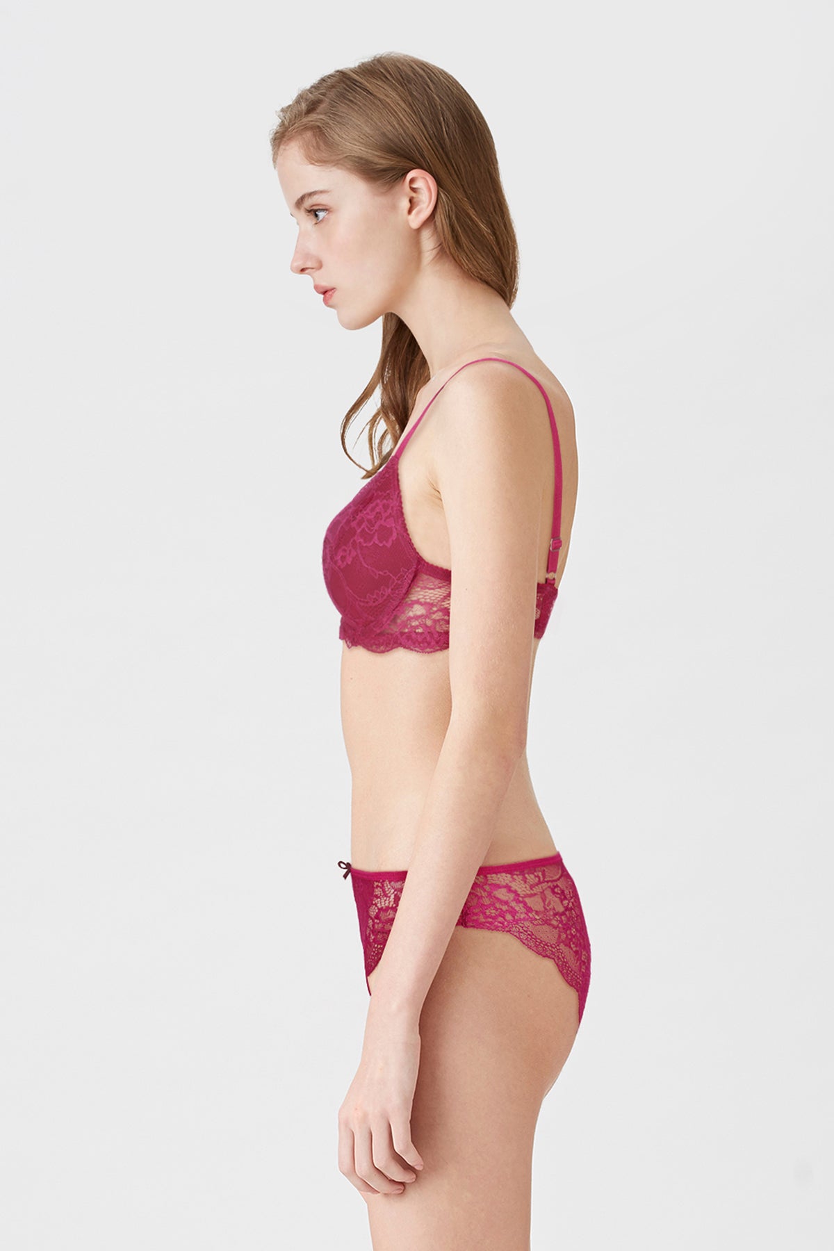 BLS Antonia Wired And Pushup Lace Bra Set Cherry