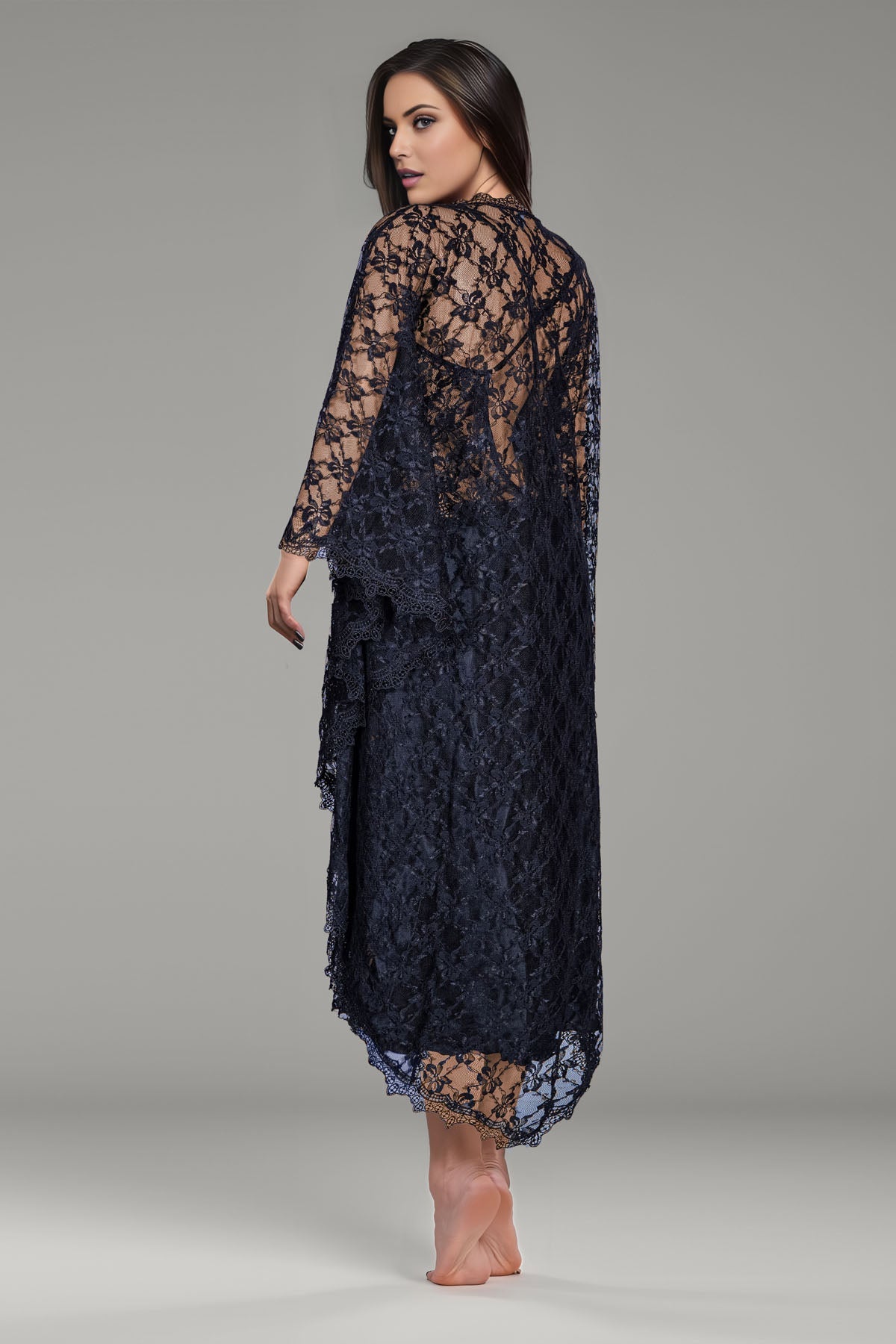 BLS Bella Silk And Lace Nighty Black