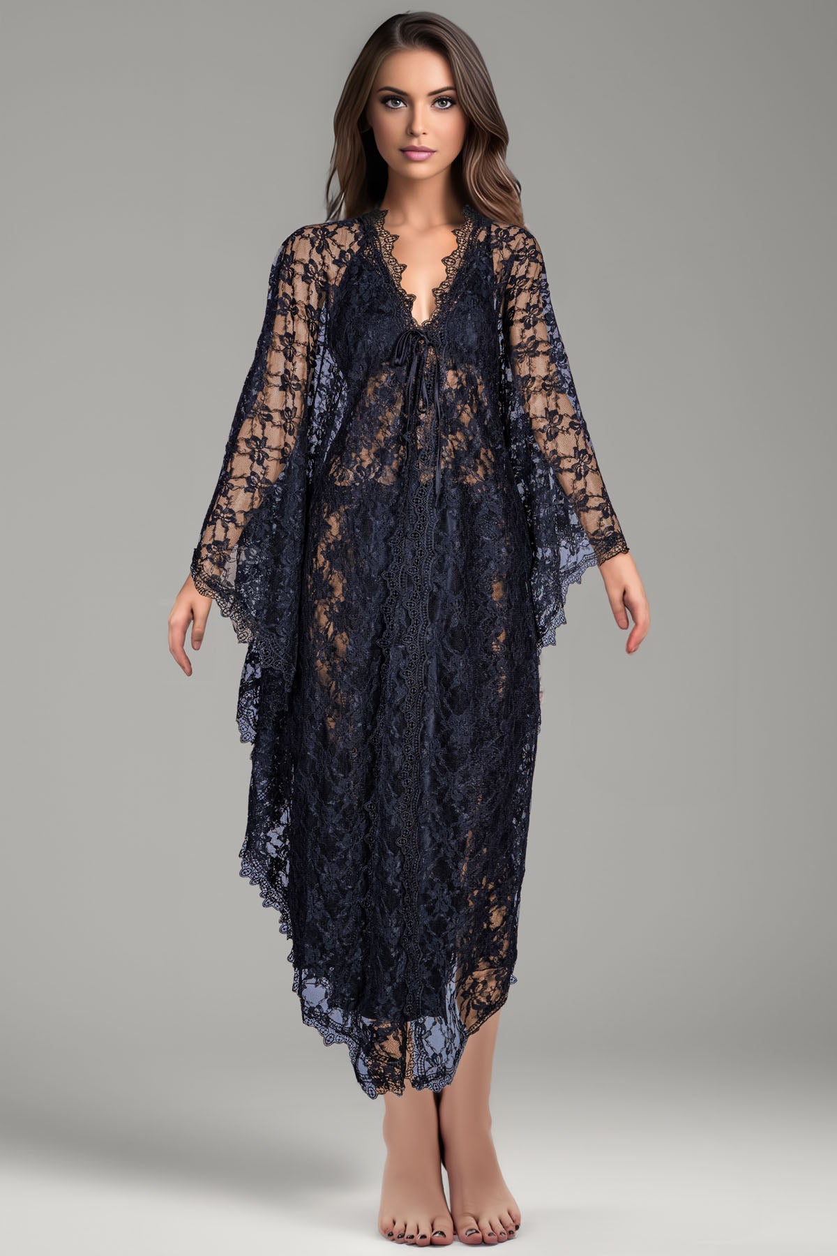 BLS Bella Silk And Lace Nighty Black