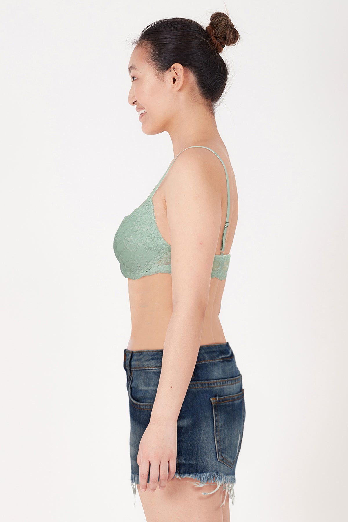 BLS Defne Wired And Pushup Lace Bra Sea Green