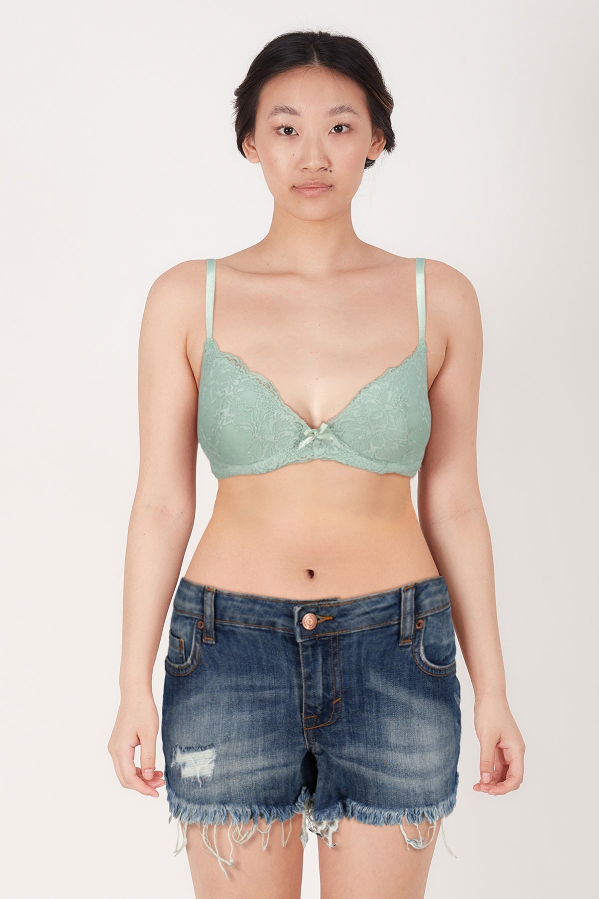 BLS Defne Wired And Pushup Lace Bra Sea Green