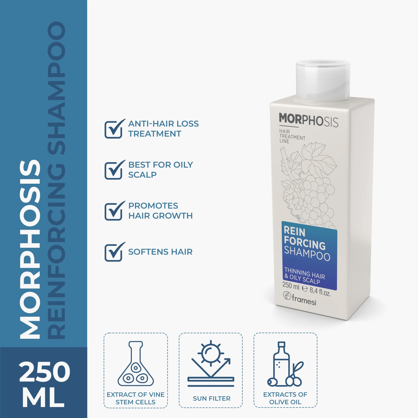 Framesi Morphosis Reinforcing Shampoo For Thinning Hair And Oily Scalp 250ml