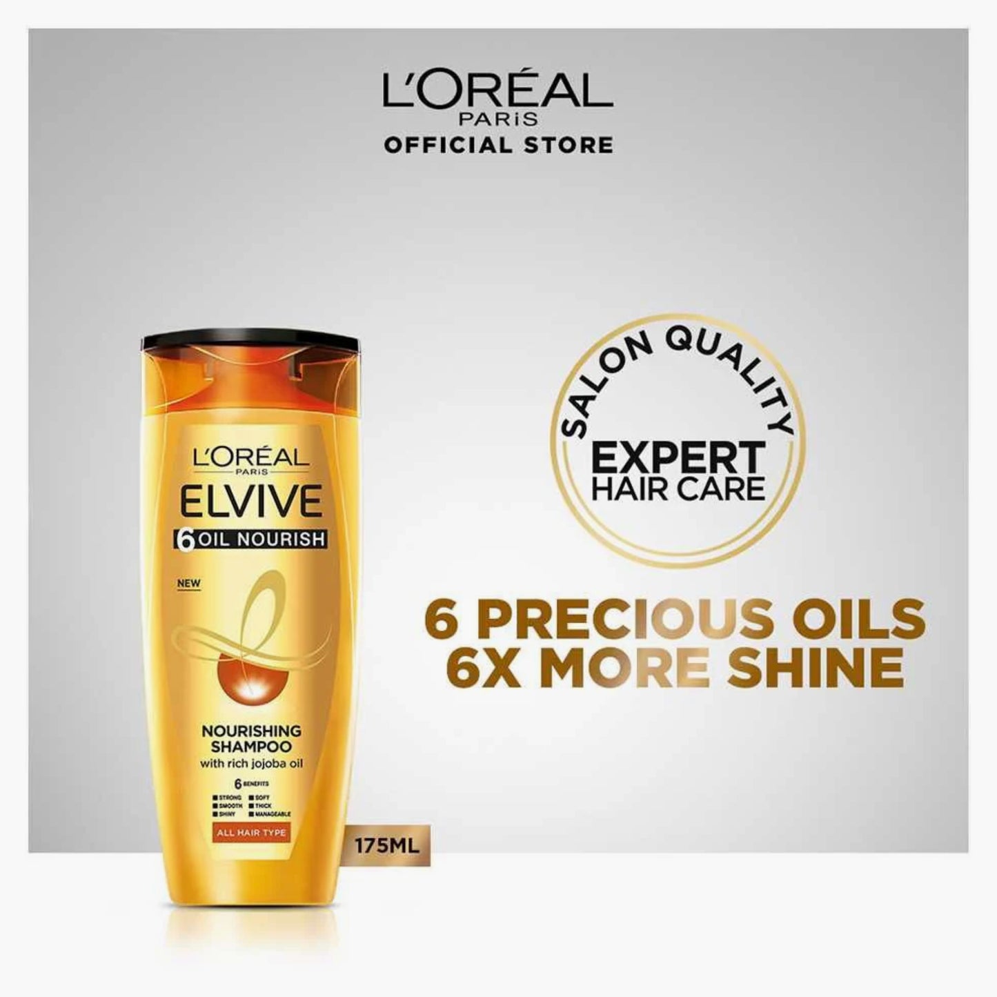 L'Oreal Paris Elvive 6 Oil Nourish Nourishing Shampoo For All Hair Type 175ml