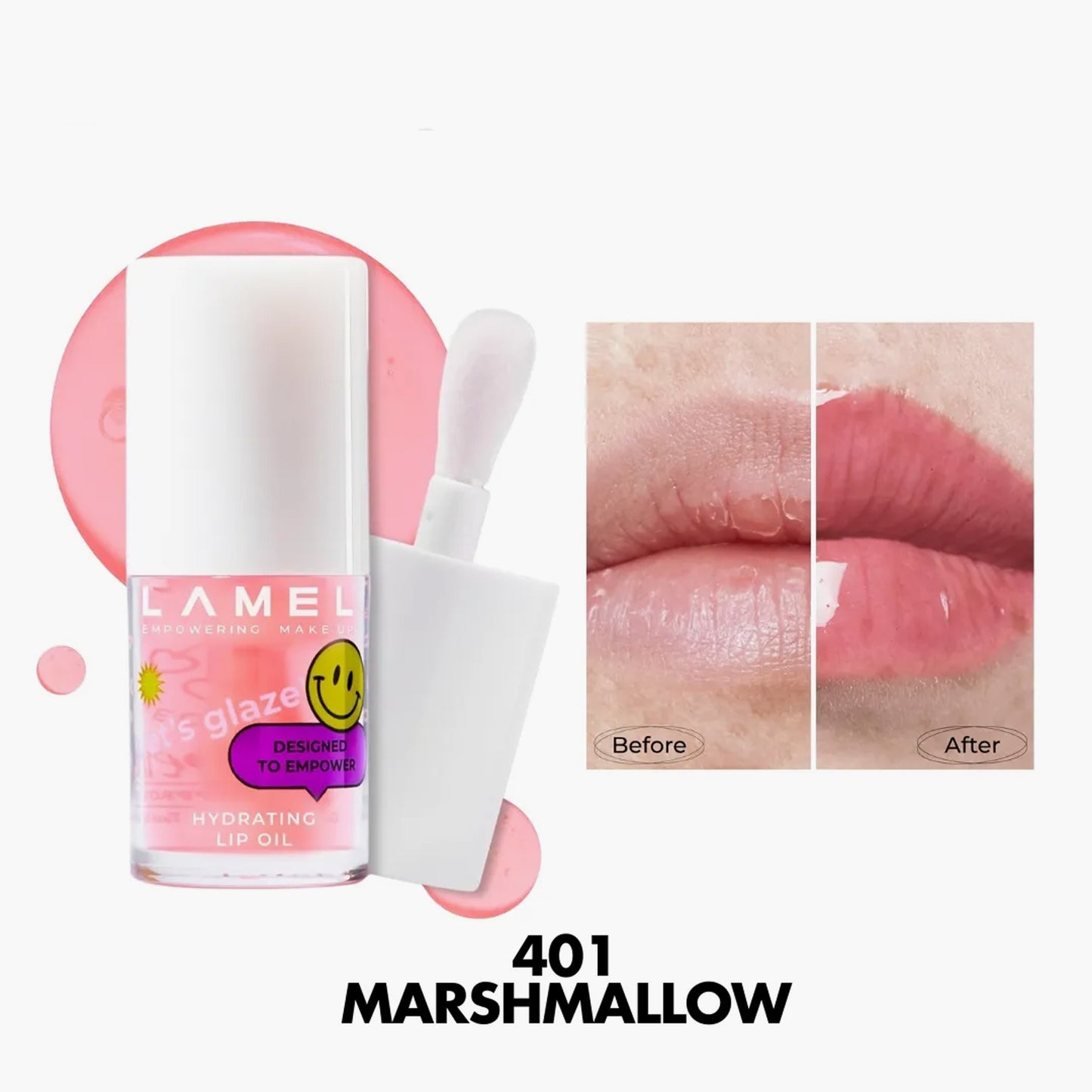 Lamel Lets Glaze Hydrating Lip Oil 401 Marshmallow 4ml