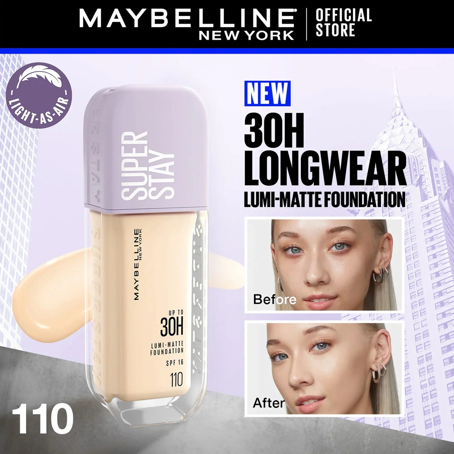 Maybelline Super Stay Upto 30H Lumi Matte Foundation SPF16 110 35ml