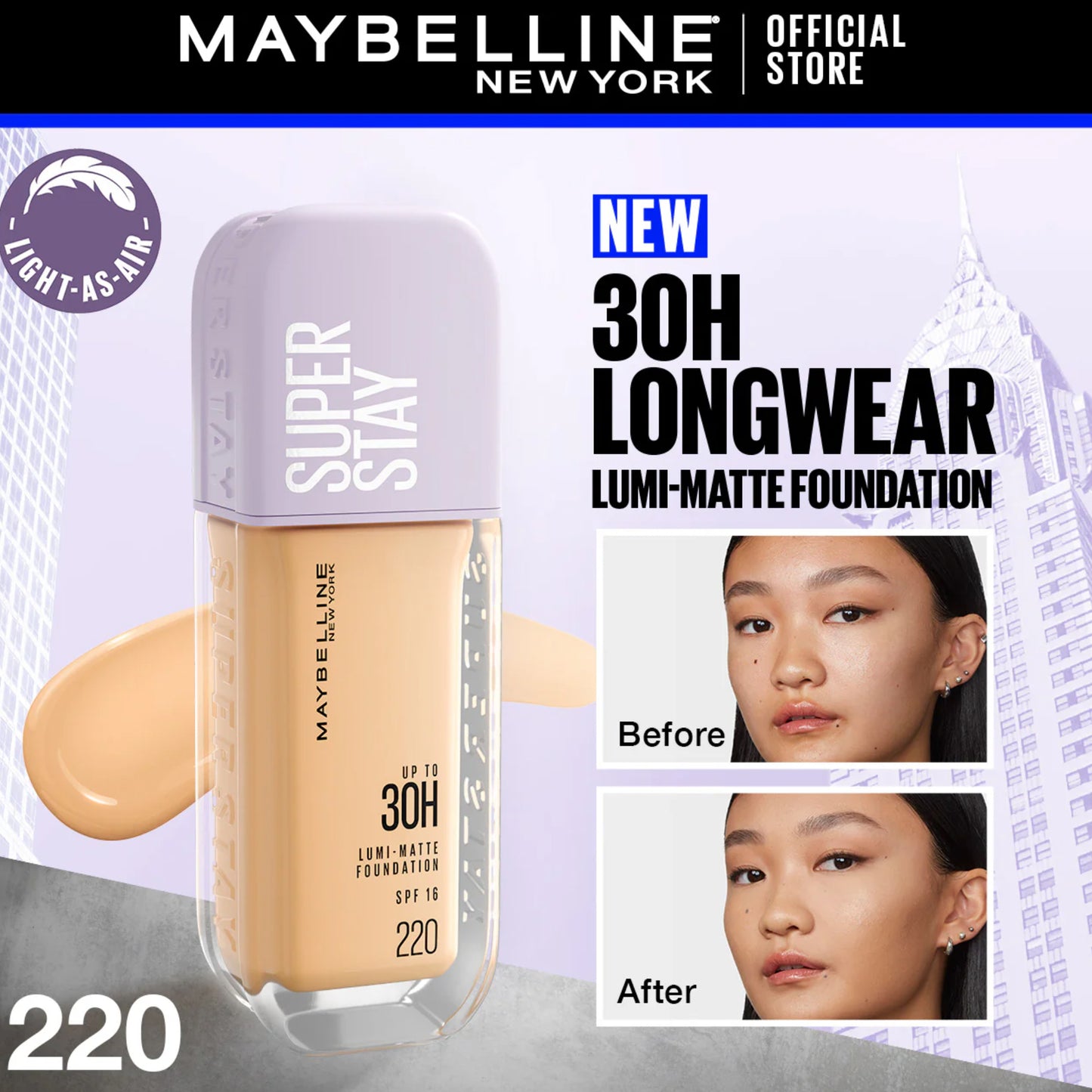 Maybelline Super Stay Upto 30H Lumi Matte Foundation SPF16 220 35ml