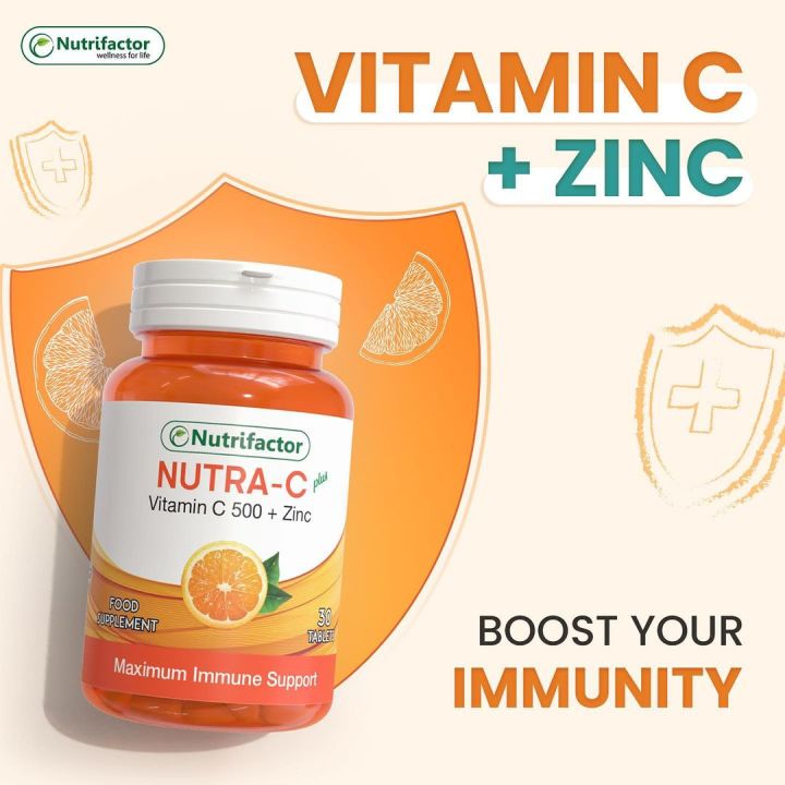 Nutrifactor Nutra-C Plus Vitamin C 500 + Zinc Supplements