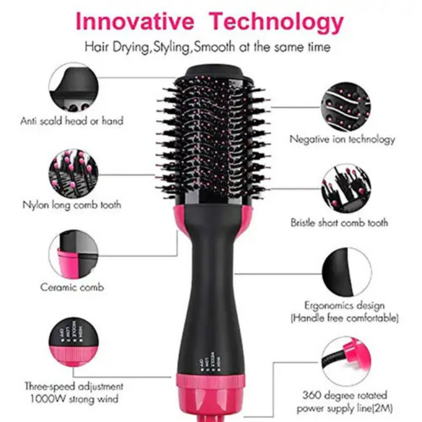 One Step Hair Brush Dryer And Styler 1200W