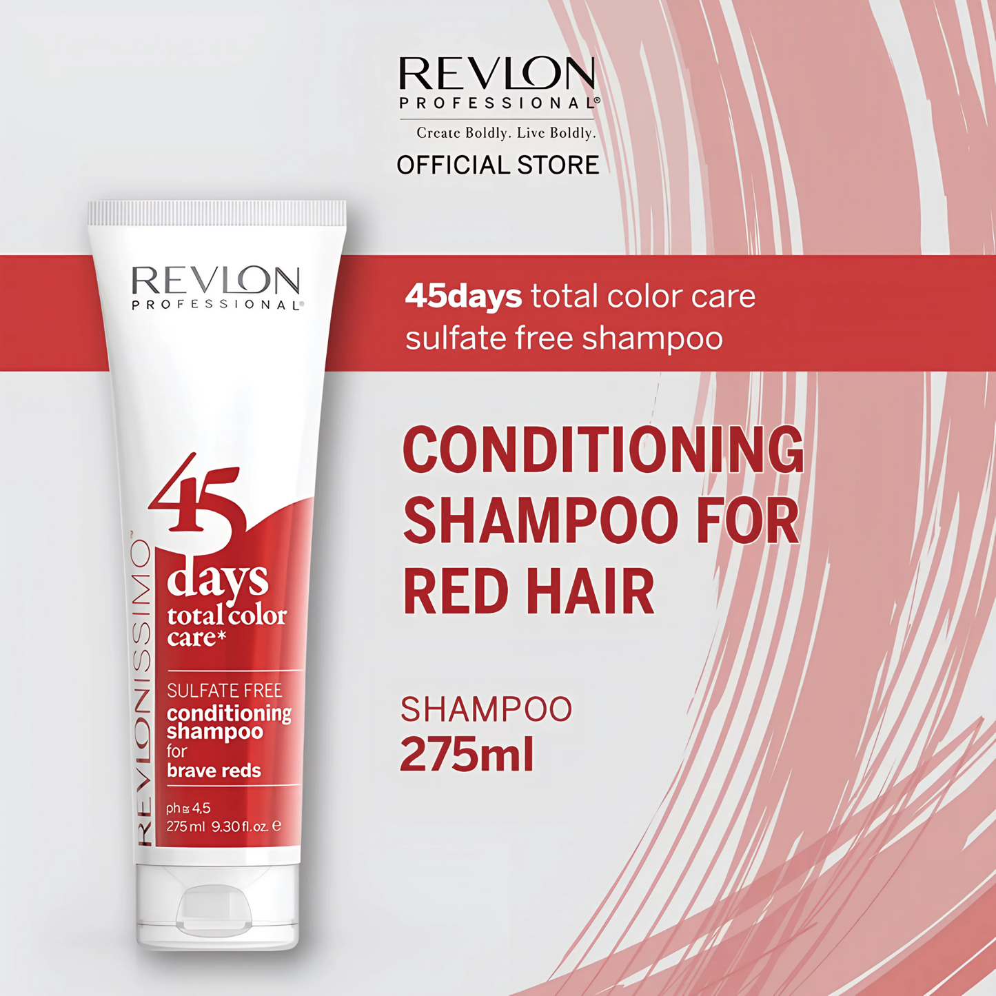 Revlonissimo 45 Days Total Color Care Conditioning Shampoo Brave Reds 275ml