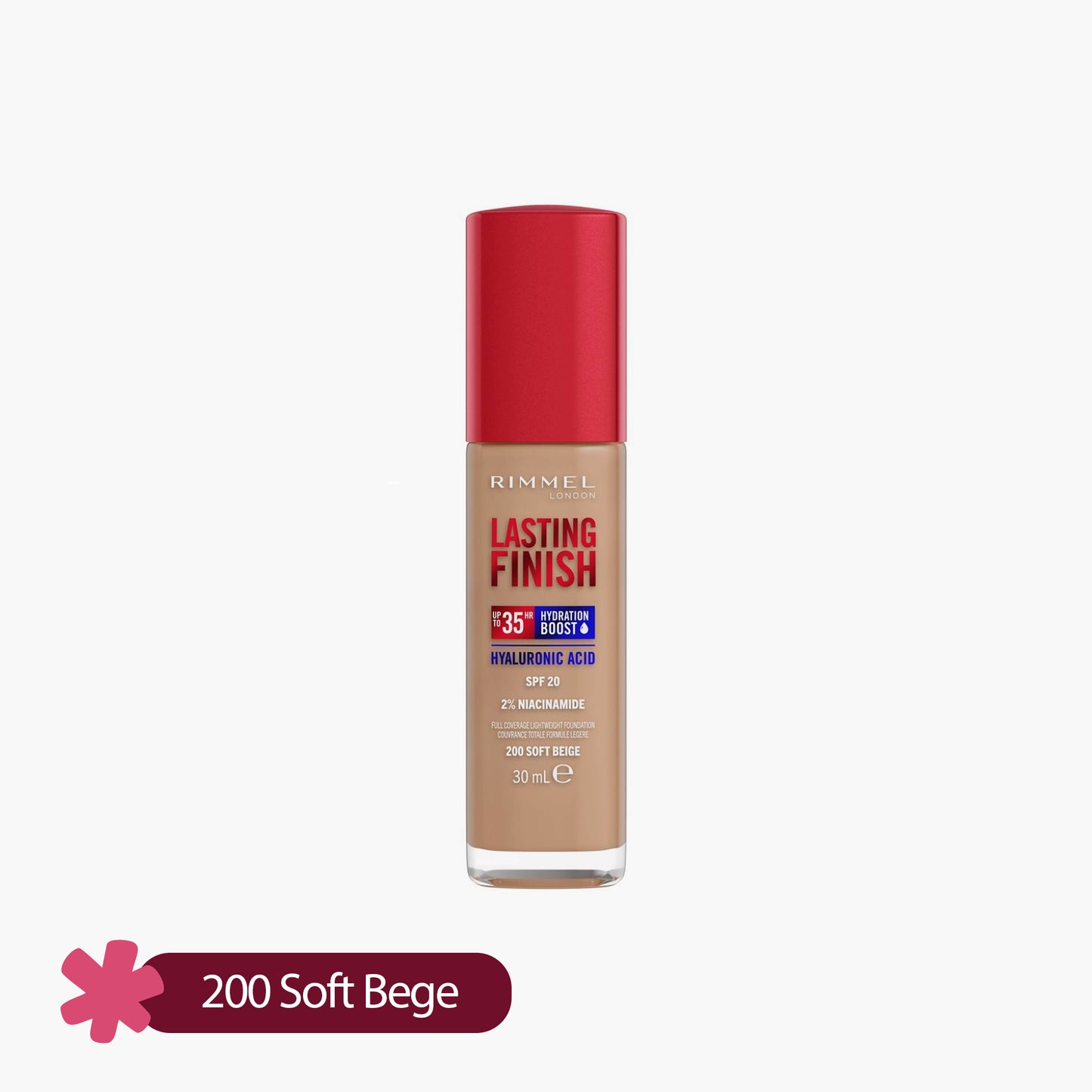 Rimmel Lasting Finish 35HR Full Coverage Lightweight Foundation 200 Soft Beige 30ml
