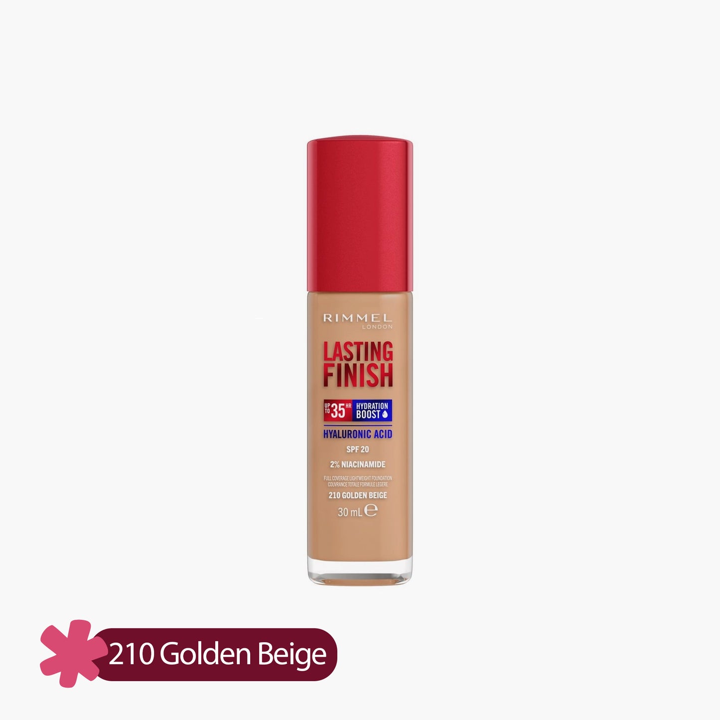 Rimmel Lasting Finish 35HR Full Coverage Lightweight Foundation 210 Golden Beige 30ml