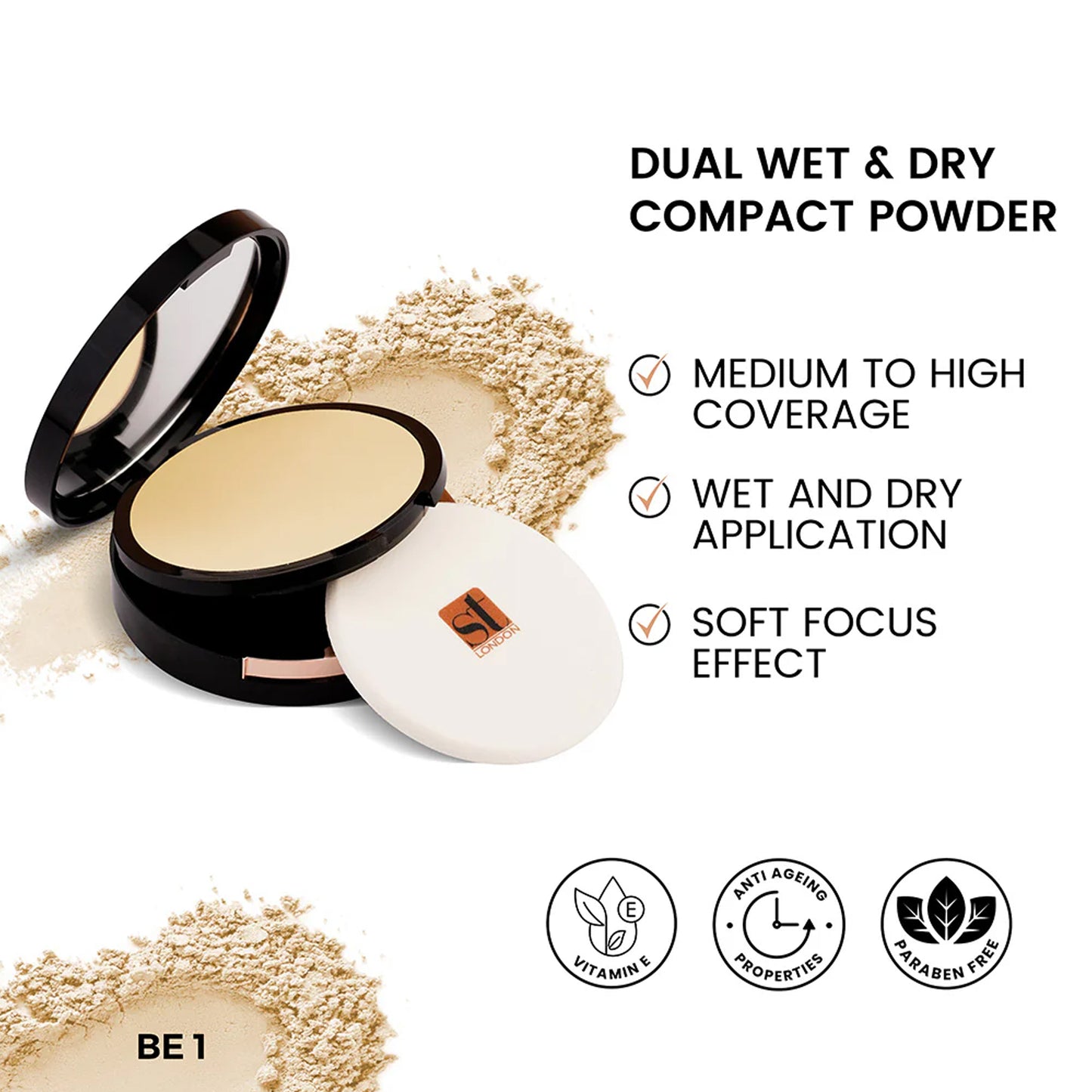 ST London Dual Wet & Dry Compact Powder SPF15 BE 1 14gm