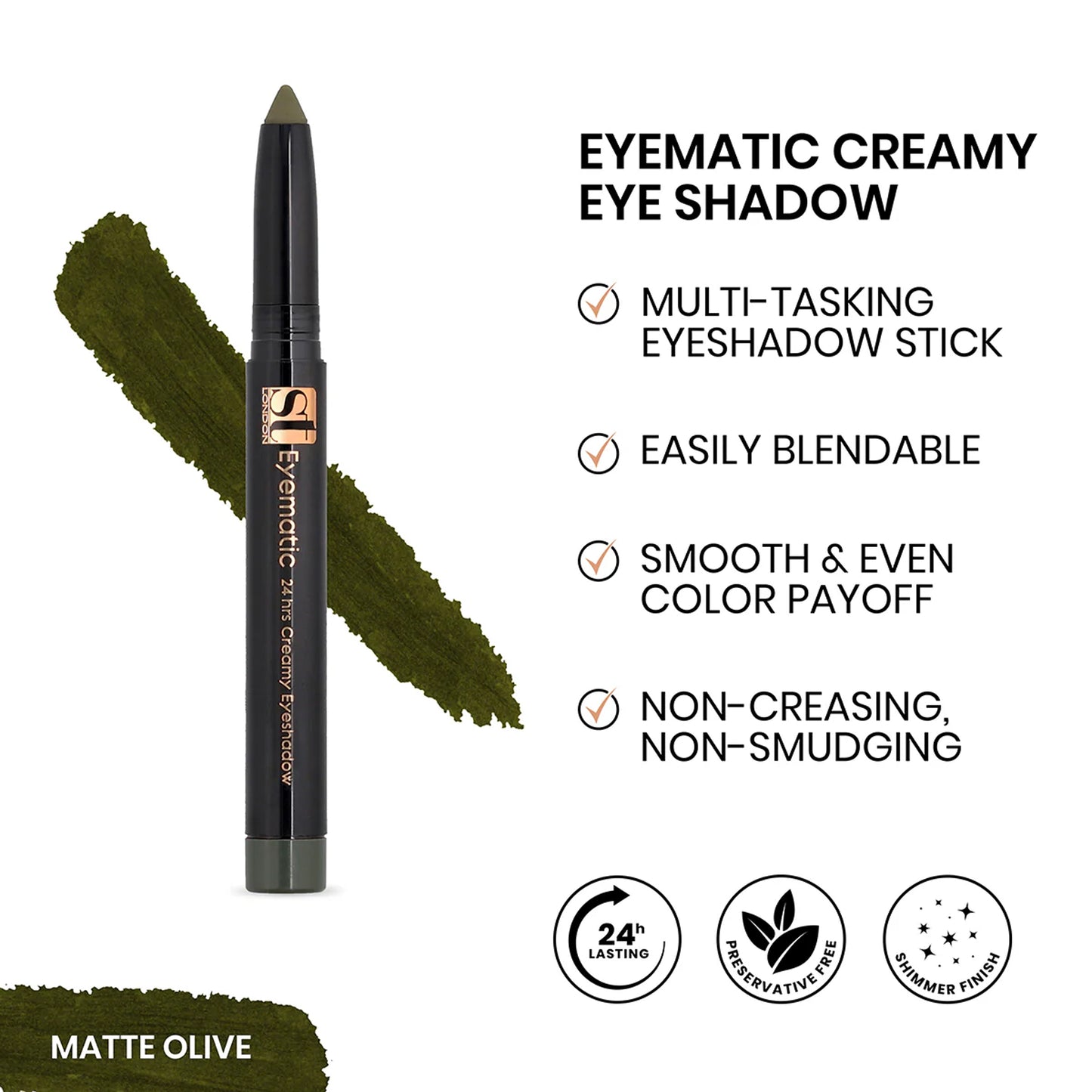 ST London Eyematic 24Hrs Creamy Eye Shadow Matte Olive 1 Piece