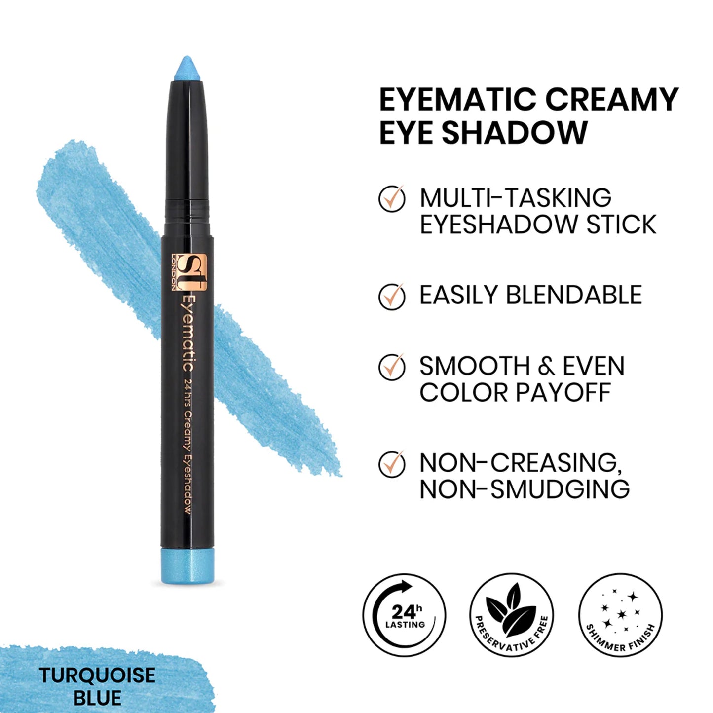 ST London Eyematic 24Hrs Creamy Eye Shadow Turquoise Blue 1 Piece