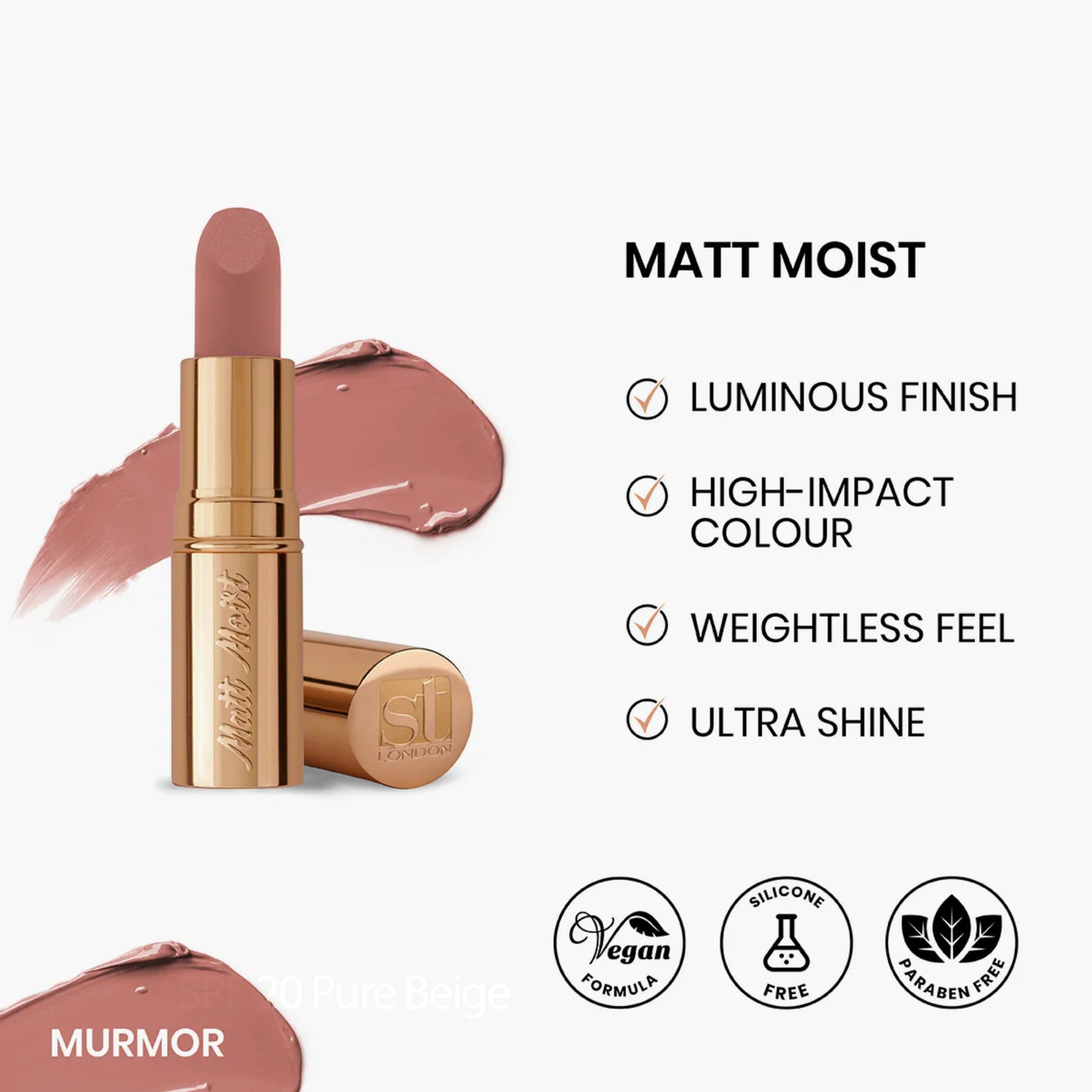 ST London Matt Moist Long Lasting Lipstick Murmor 4.5gm