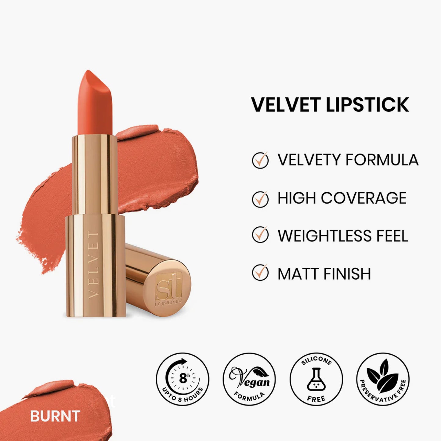 ST London Velvet Ultra-Matt Lipstick Burnt 4.5gm