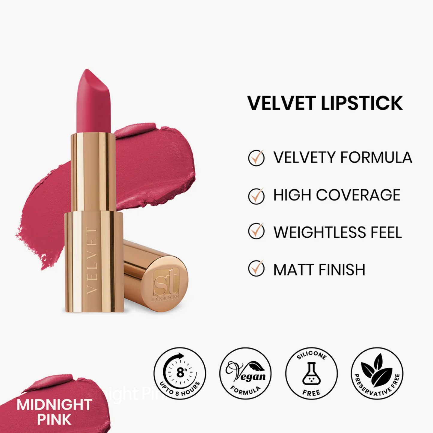 ST London Velvet Ultra-Matt Lipstick Midnight Pink 4.5gm