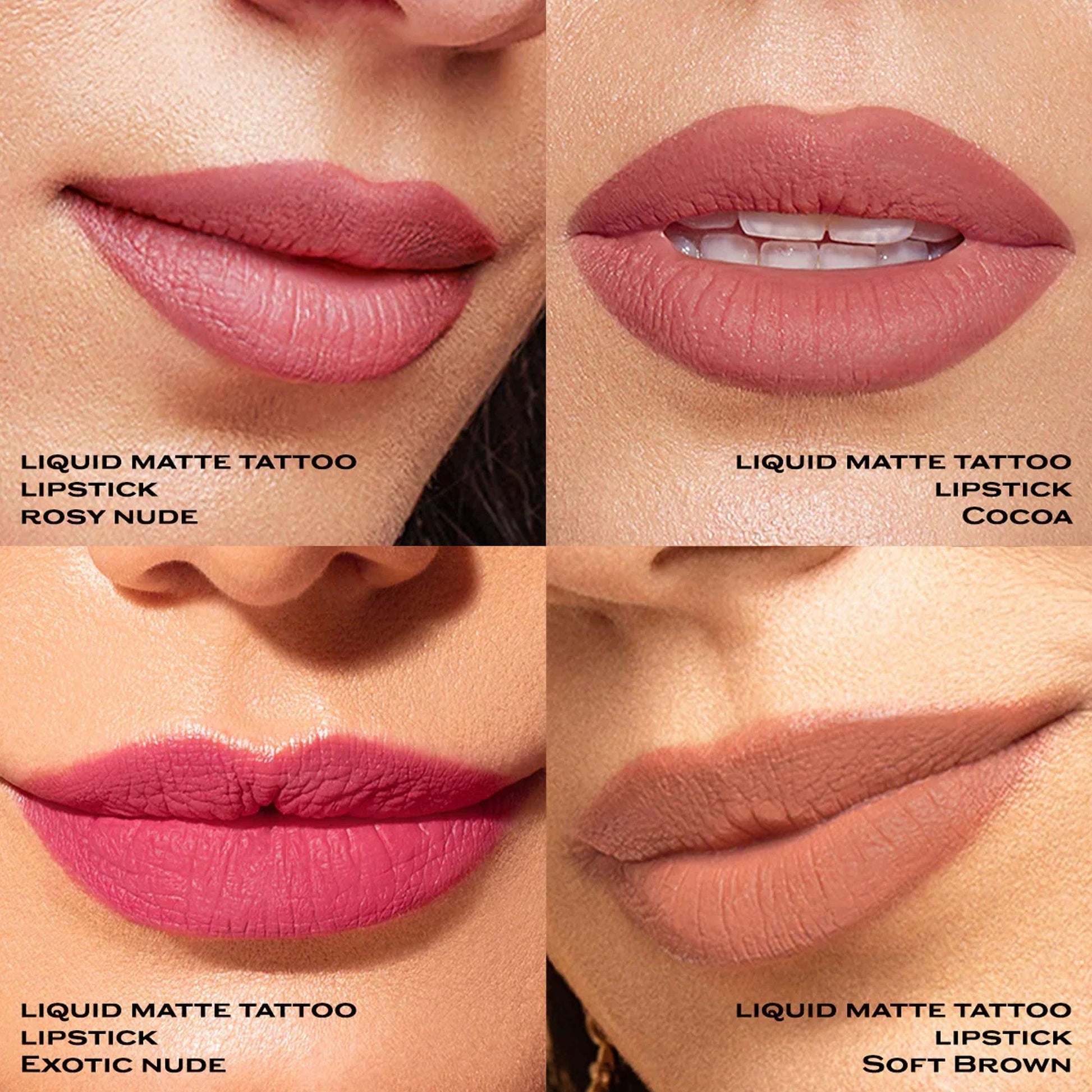 Zeena Liquid Matte Tattoo Lipstick 010 Soft Brown 5ml - TheSkinFit