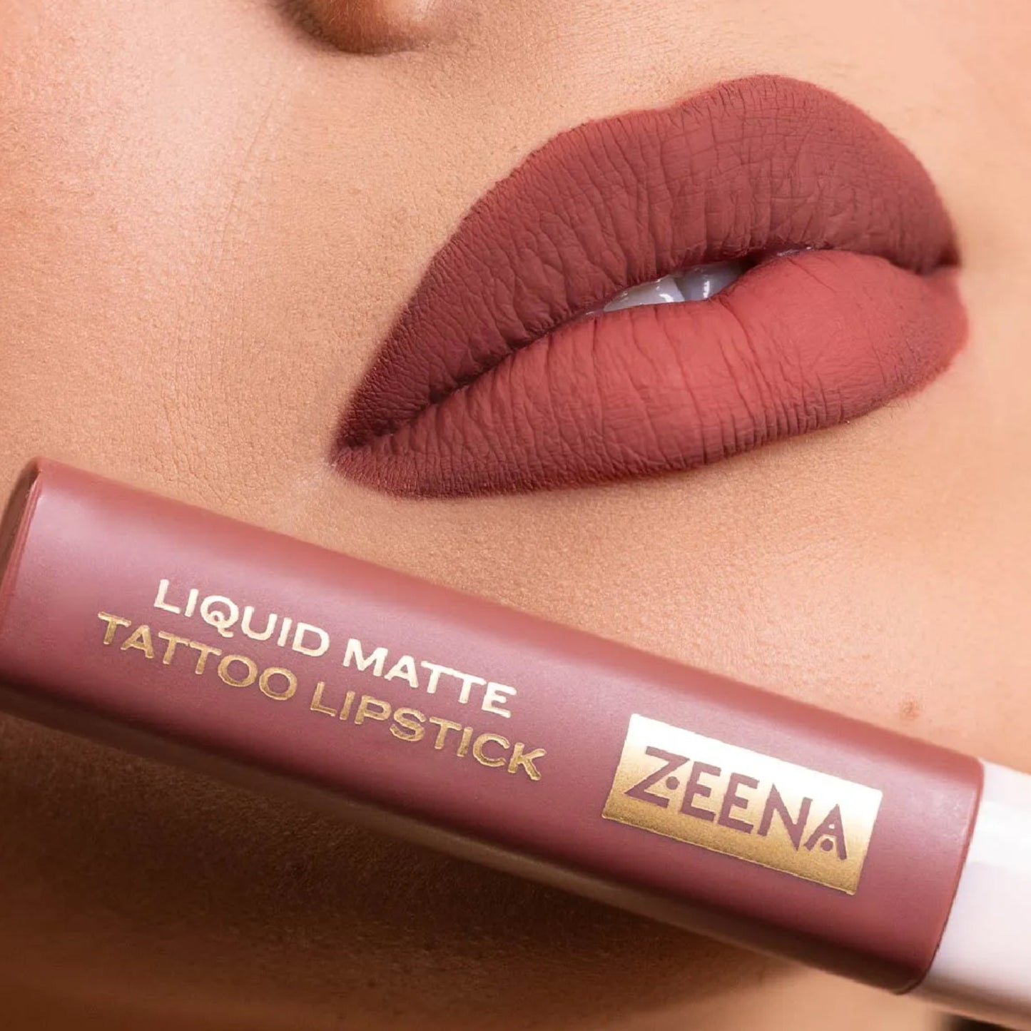 Zeena Liquid Matte Tattoo Lipstick 090 Dark Rosewood 5ml