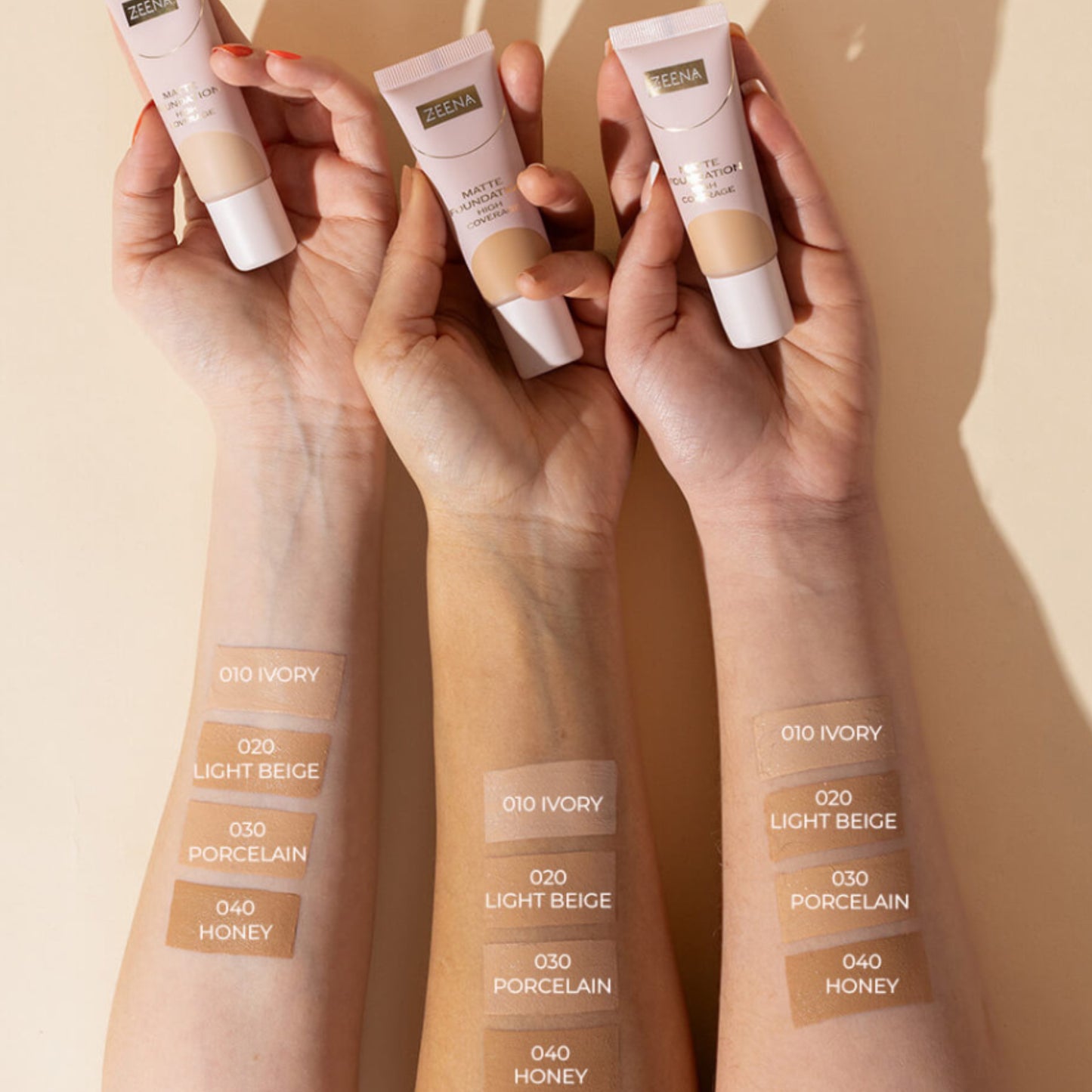 Zeena Matte Foundation High Coverage 020 Light Beige 25ml