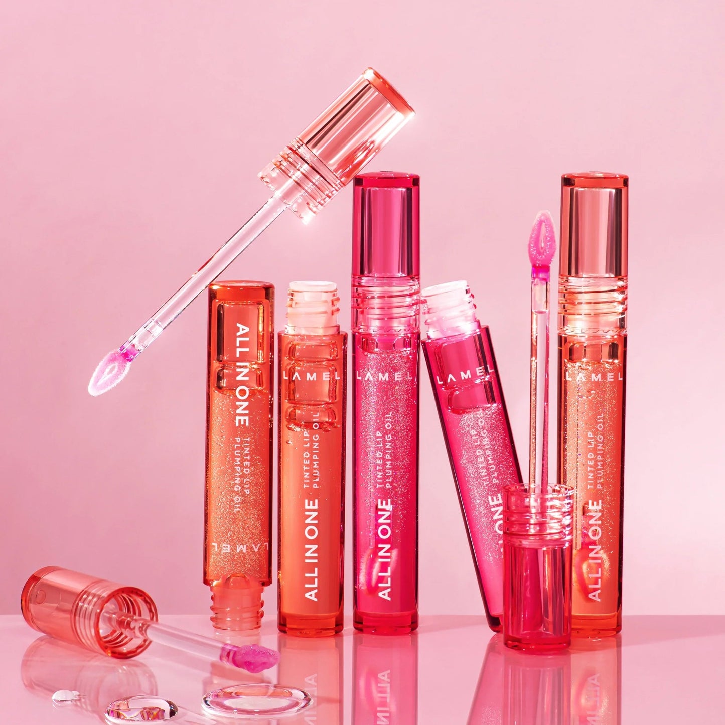 Lamel All In One Lip Tinted Plumping Oil 402 Pink Sparkle 3ml