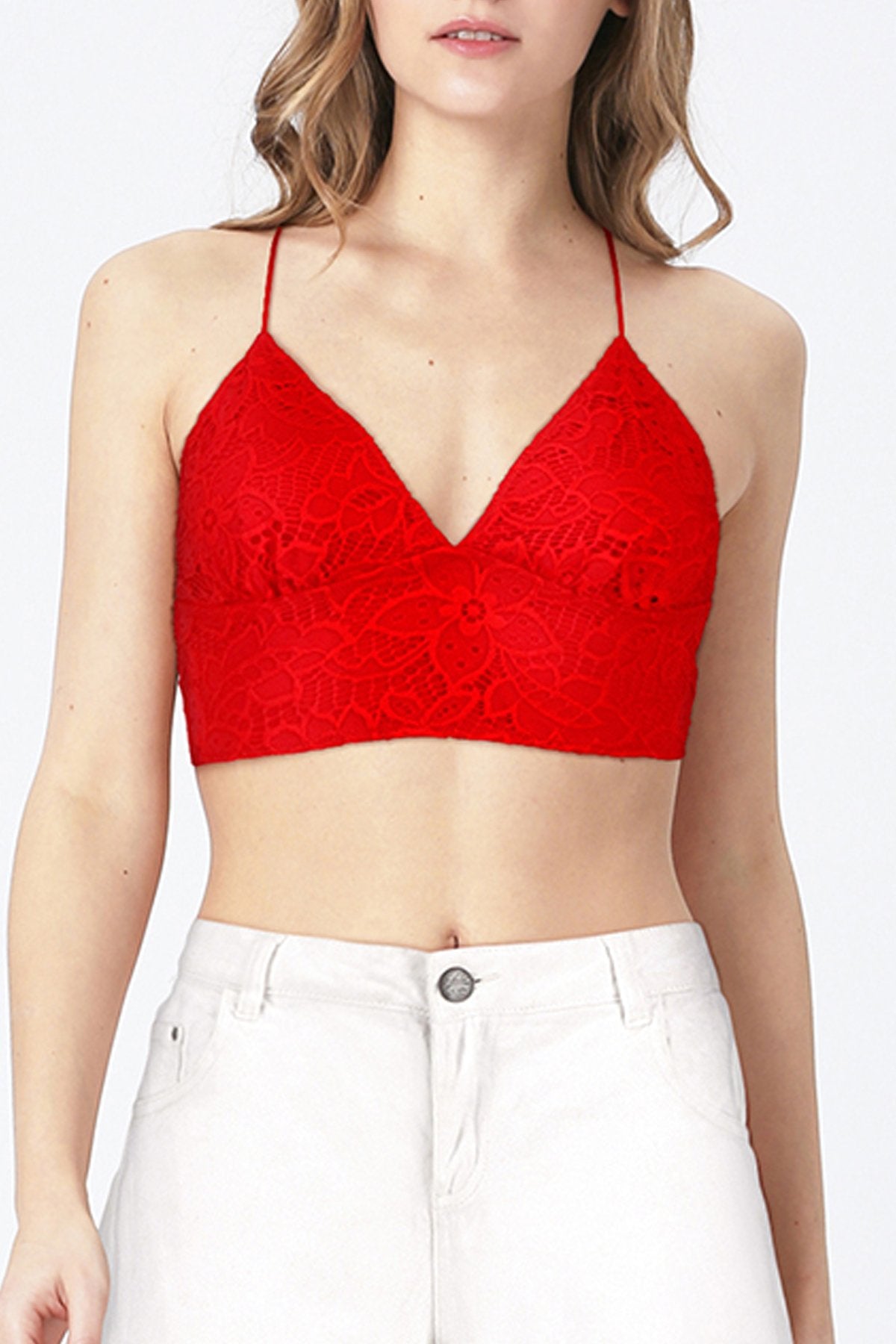 BLS Belle Non Padded Lace Bralette Red