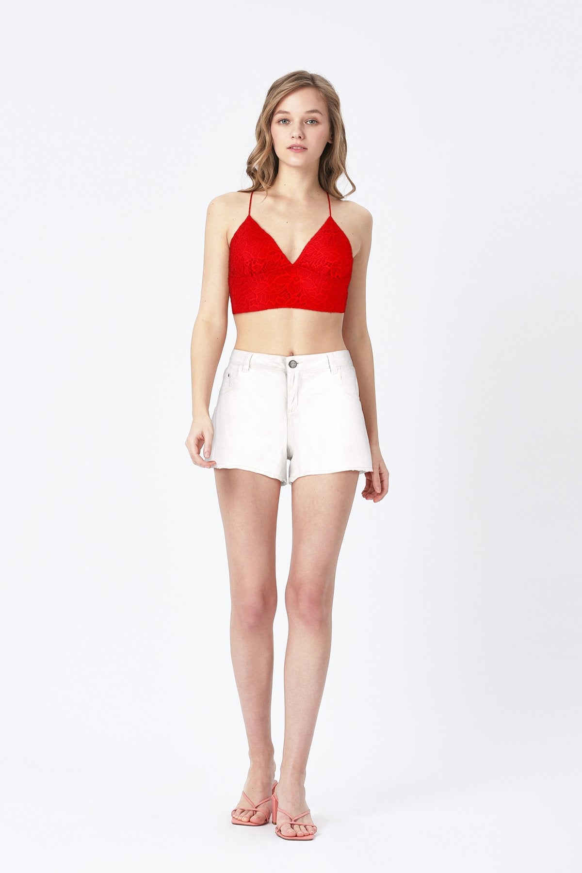 BLS Belle Non Padded Lace Bralette Red