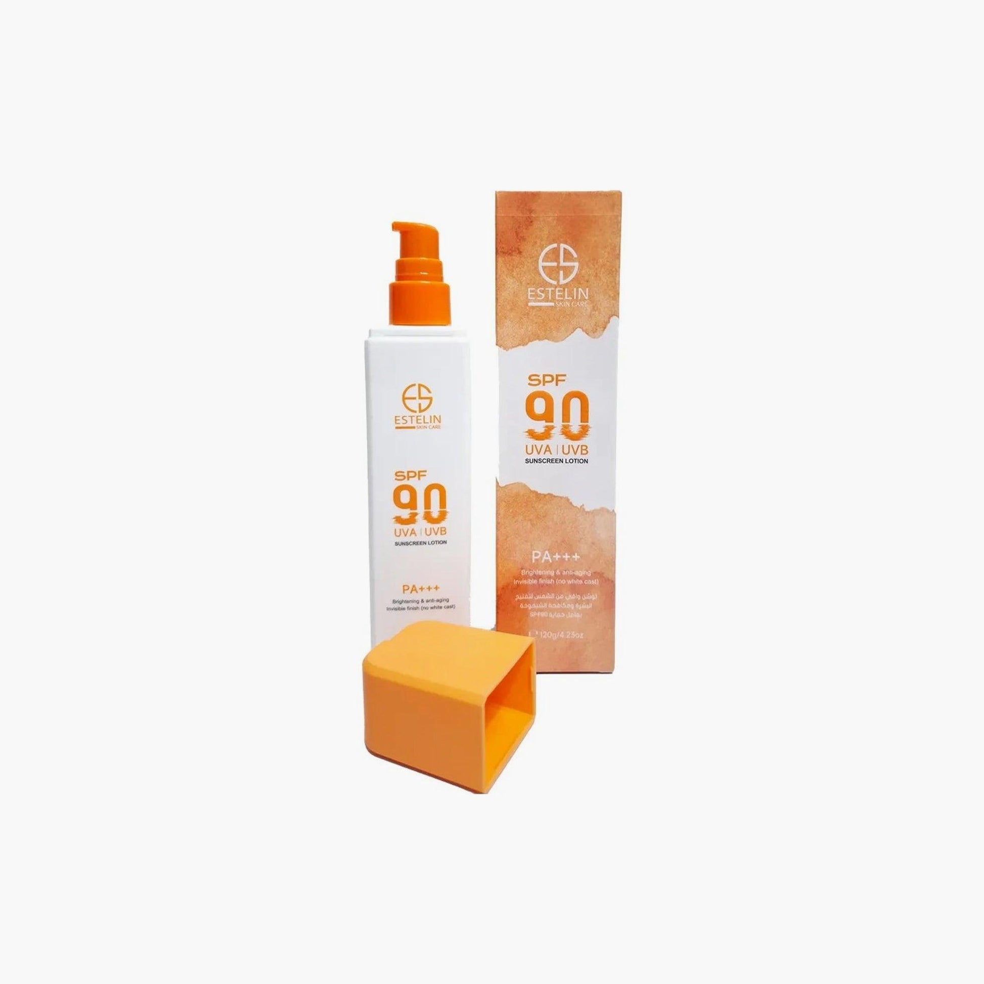 Estelin Brightening & Anti-Aging UVA UVB Sunscreen Lotion SPF90 PA+++ 120gm - TheSkinFit