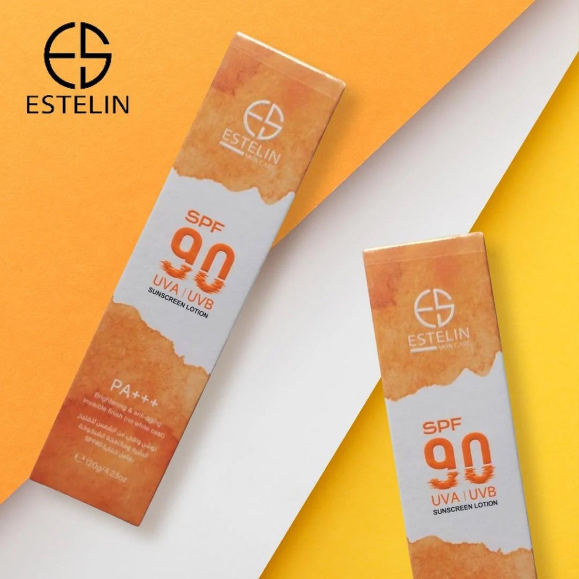 Estelin Brightening & Anti-Aging UVA UVB Sunscreen Lotion SPF90 PA+++ 120gm - TheSkinFit