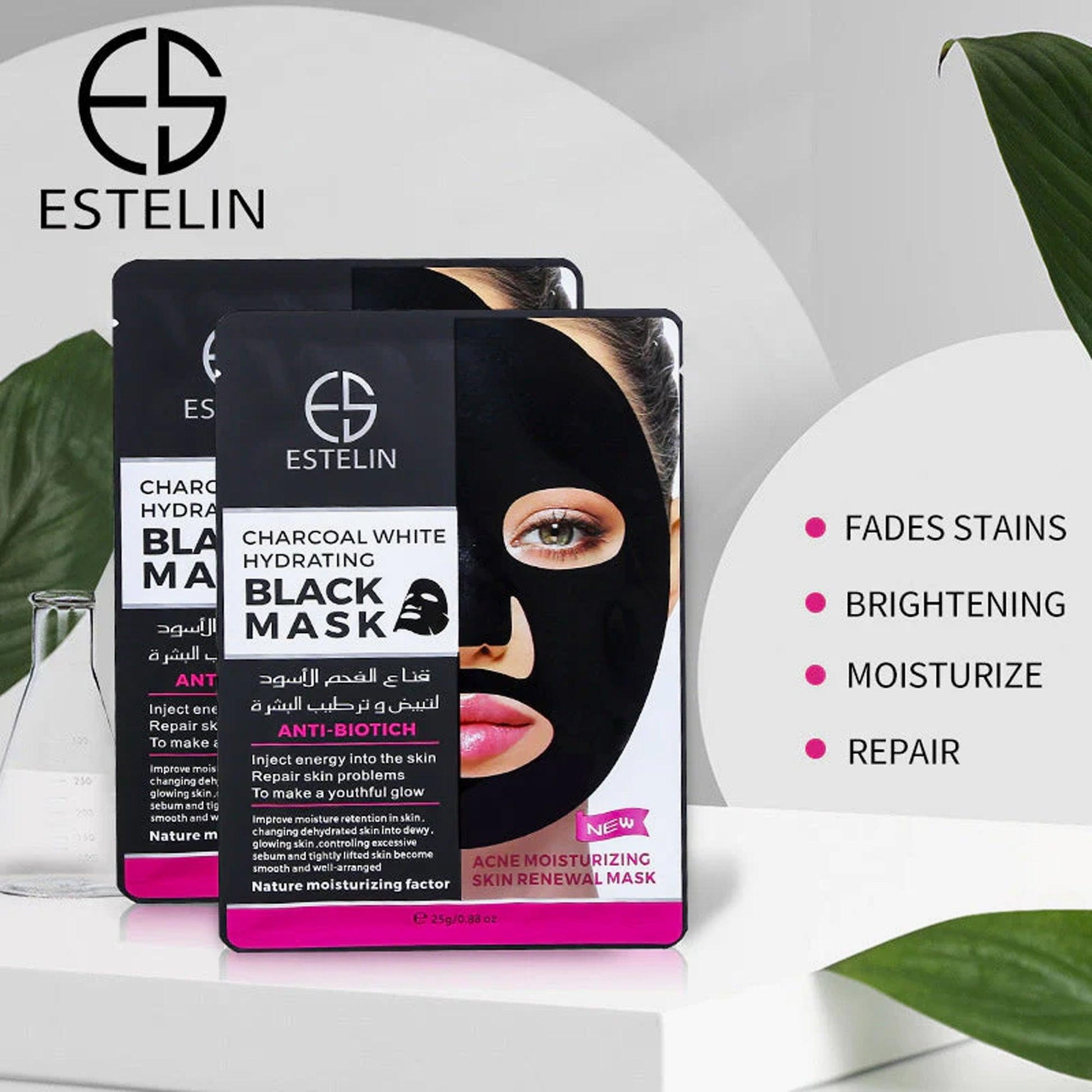 Estelin Charcoal White Hydrating Black Mask 1 Piece - TheSkinFit
