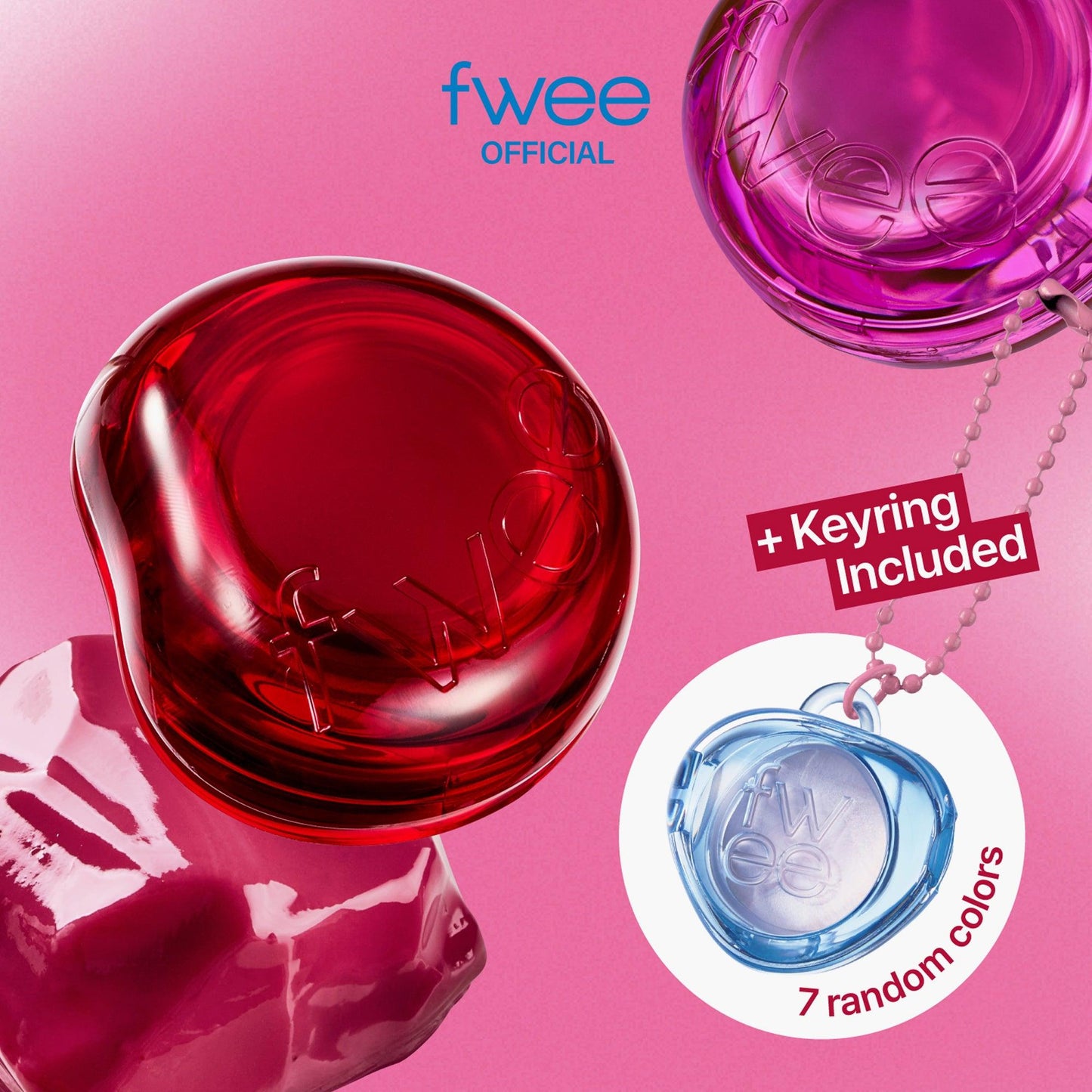 Fwee Lip & Cheek Glowy Jelly Pot & Keyring Set JS01 Rosy Glaze 4gm - TheSkinFit