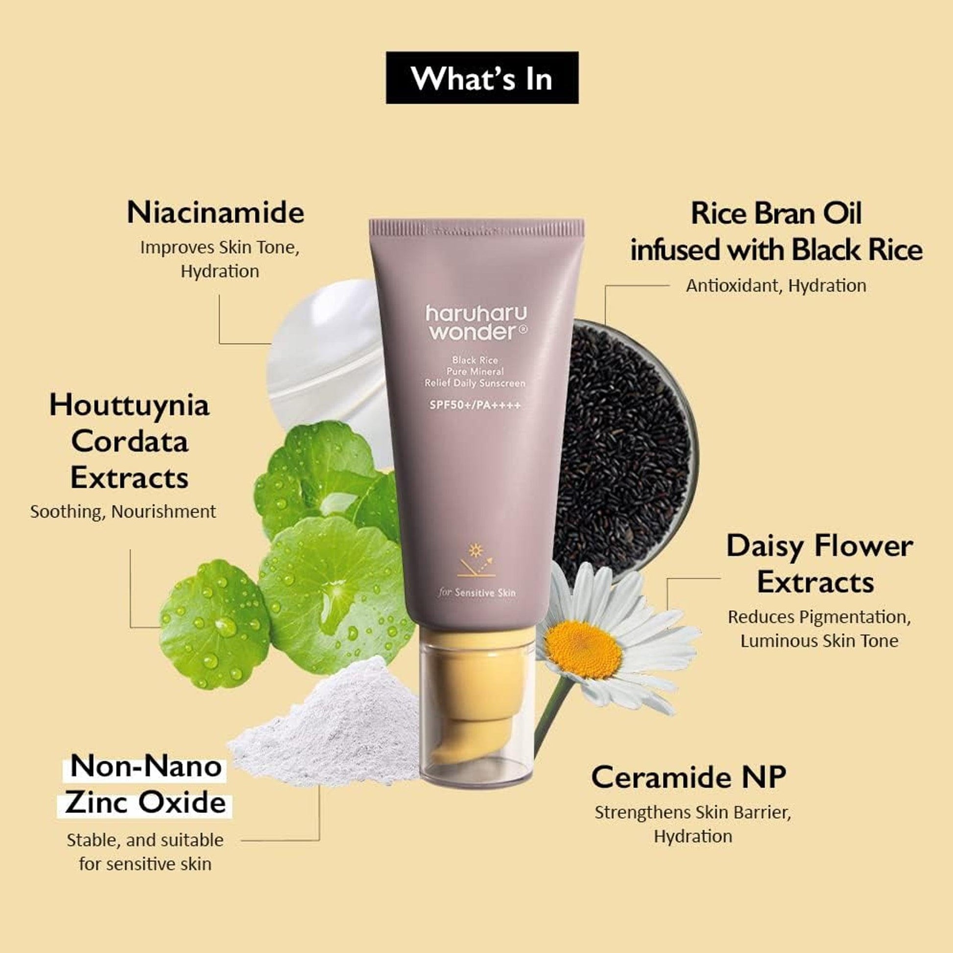 Haruharu Wonder Black Rice Pure Mineral Relief Daily Sunscreen SPF50+ PA++++ 50ml - TheSkinFit