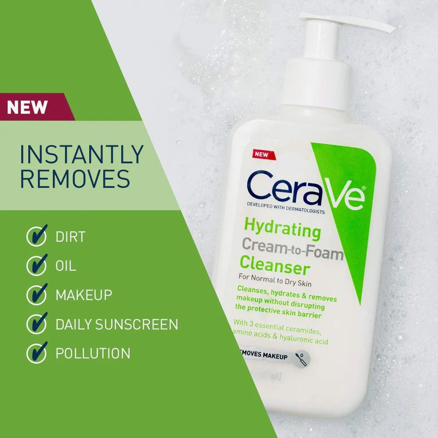 CeraVe Hydrating Cream-to-Foam Cleanser For Normal To Dry Skin 237ml - TheSkinFit