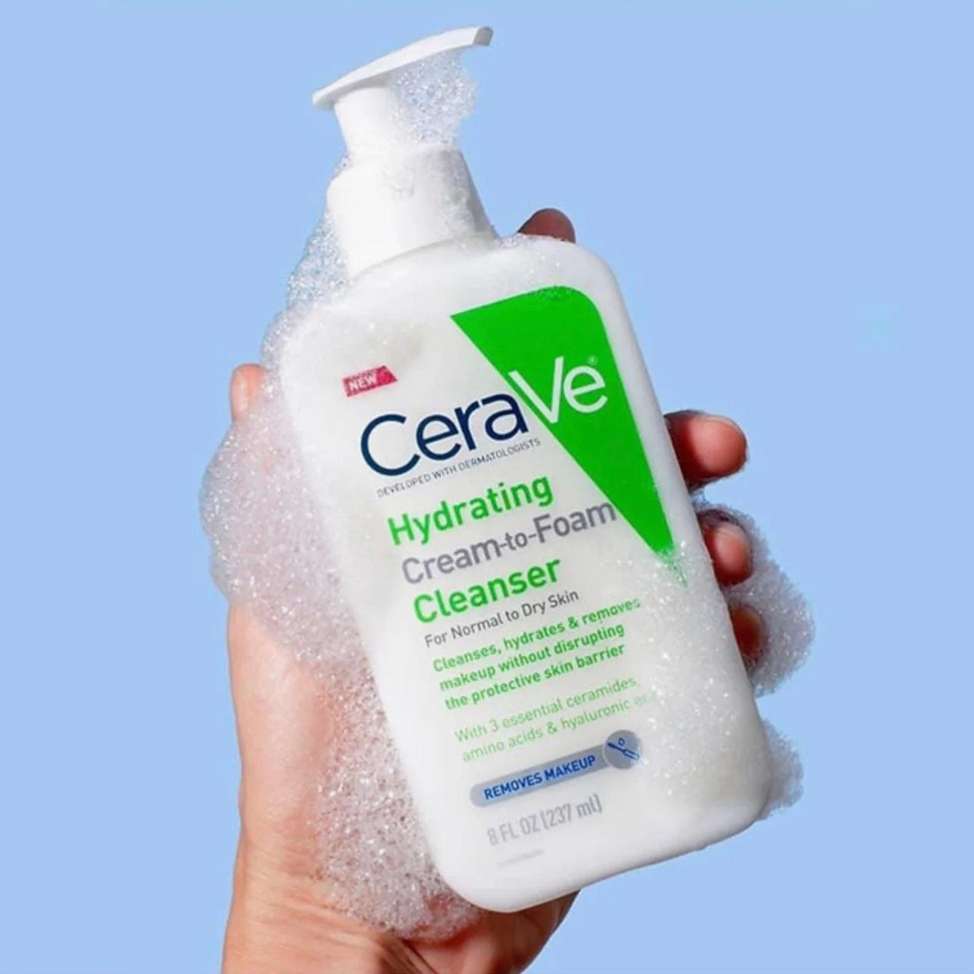 CeraVe Hydrating Cream-to-Foam Cleanser For Normal To Dry Skin 237ml - TheSkinFit
