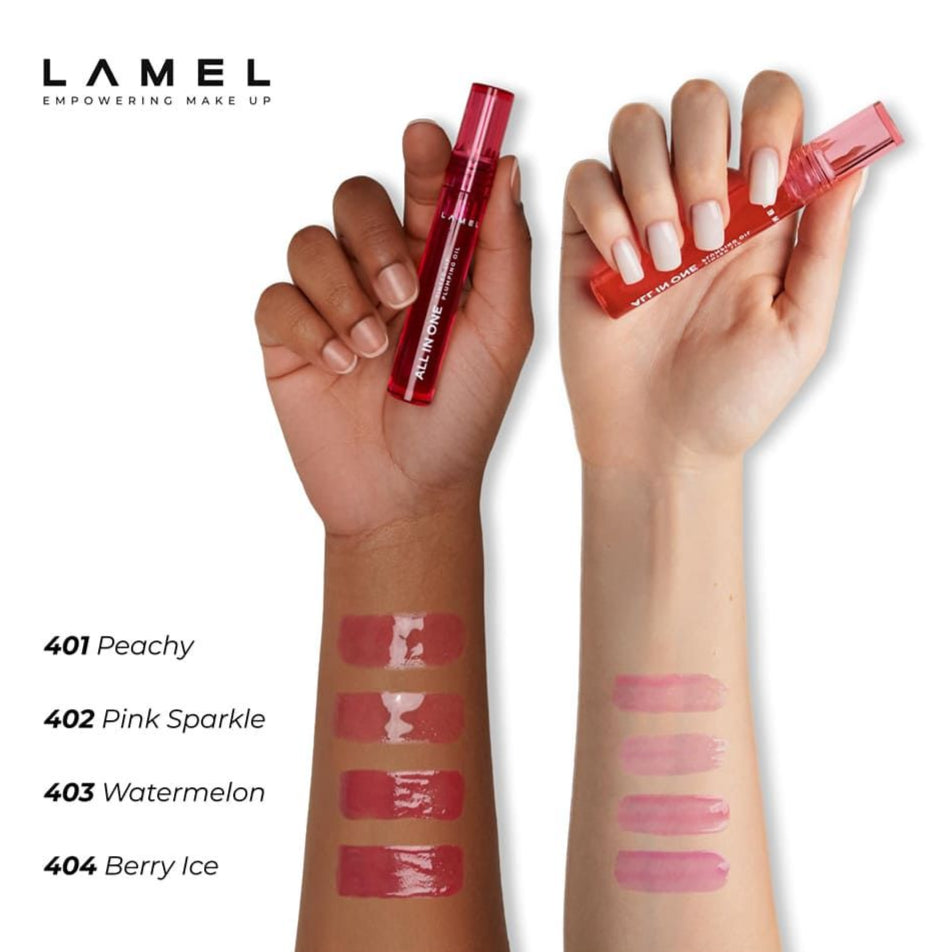 Lamel All In One Lip Tinted Plumping Oil 402 Pink Sparkle 3ml