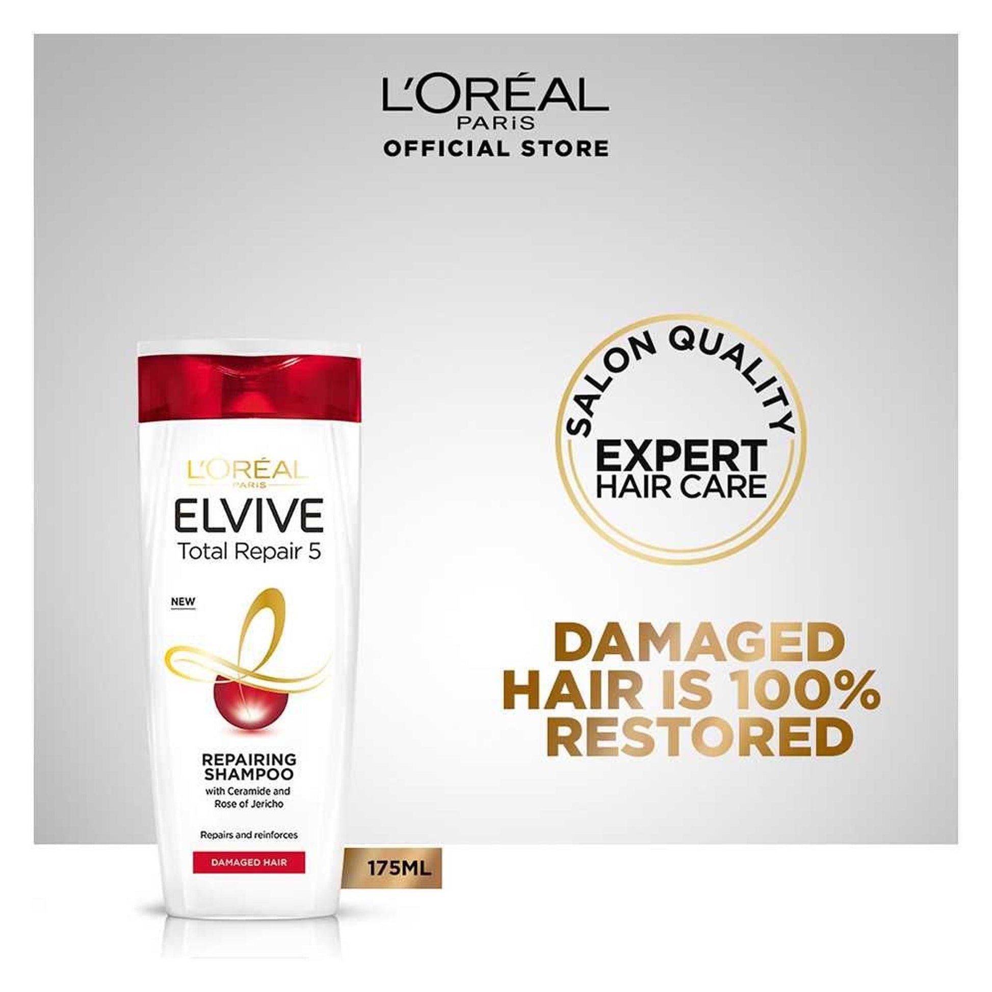 L'Oreal Paris Elvive Total Repair 5 Repairing Shampoo For Damaged Hair 175ml - TheSkinFit