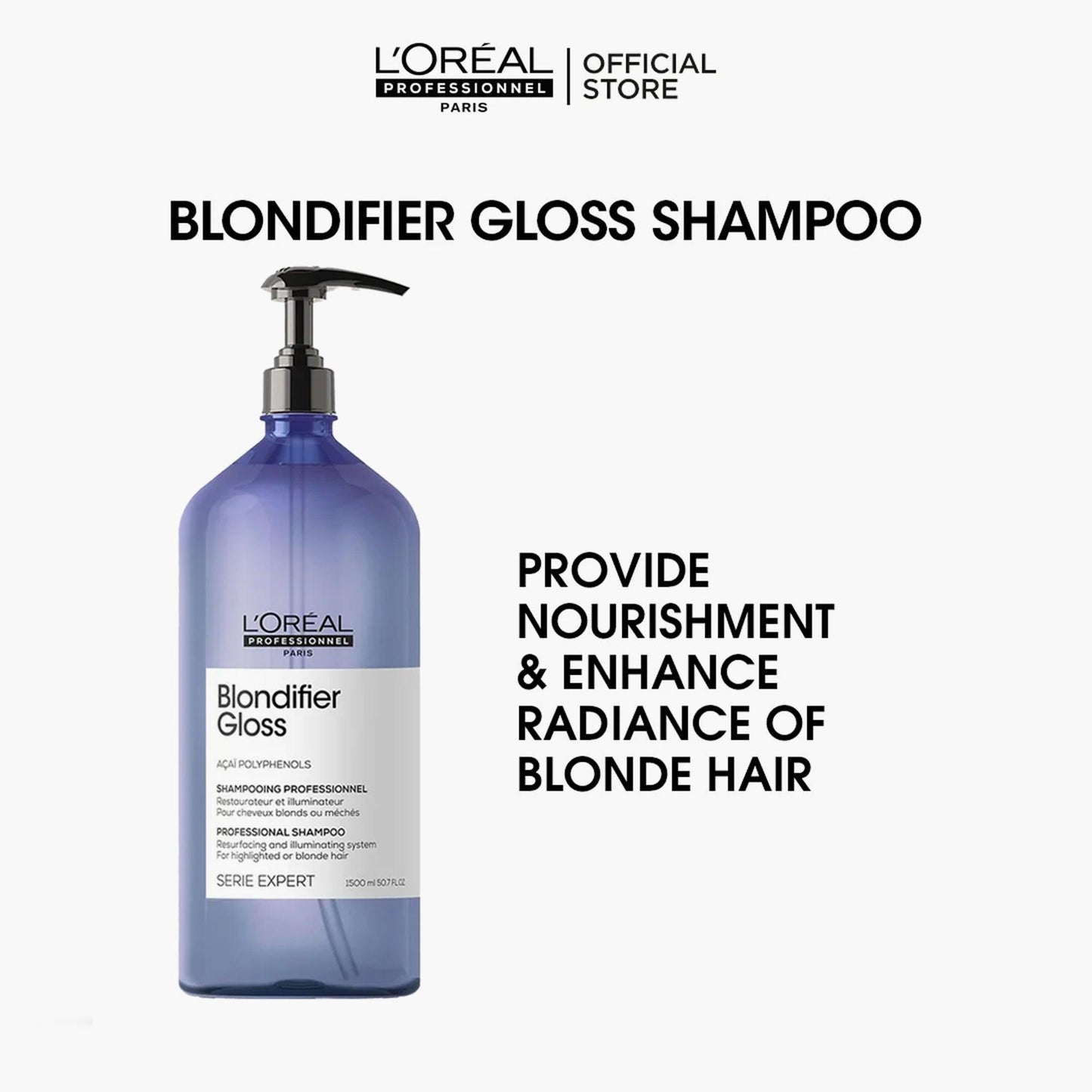 L'Oreal Professionnel Serie Expert Blondifier Gloss Professional Shampoo For Highlighted Or Blonde Hair 1500ml - TheSkinFit