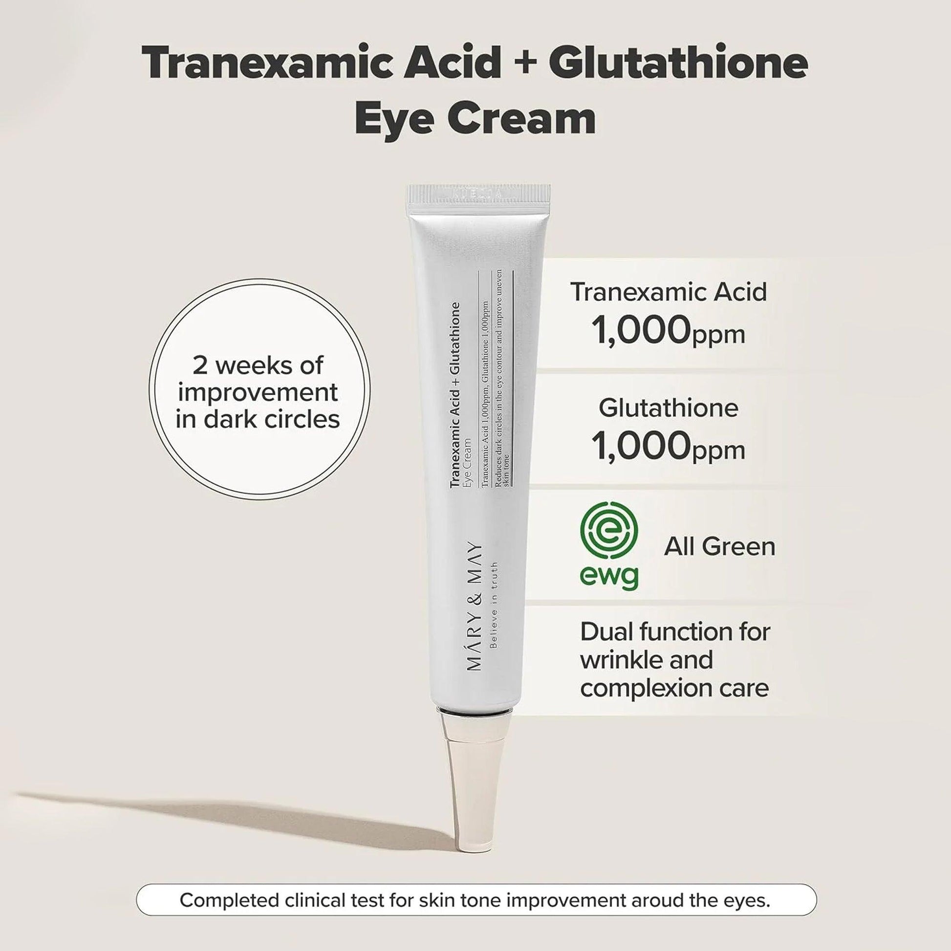 Mary&May Tranexamic Acid+ Glutathion Eye Cream Mini 12gm - TheSkinFit
