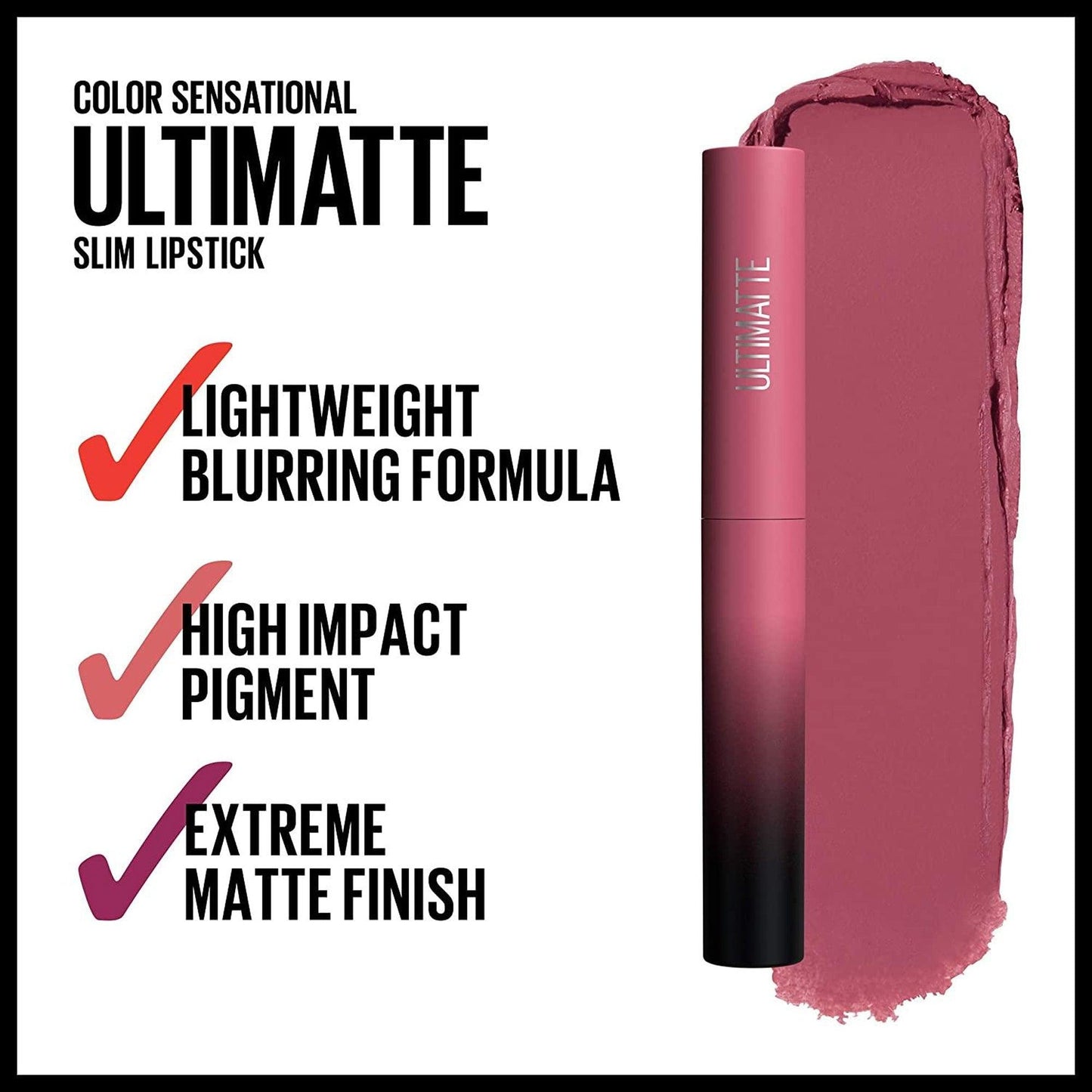 Maybelline New York Color Sensational Ultimatte Slim Matte Lipstick 599 More Mauve 1.7gm - TheSkinFit
