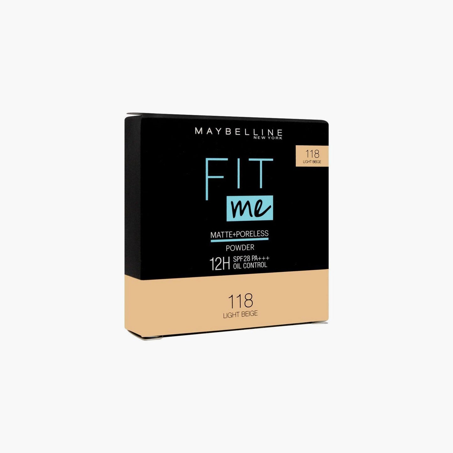 Maybelline New York Fit Me Matte+Poreless Powder 12H SPF28 PA+++ Oil Control 118 Light Beige 6gm - TheSkinFit