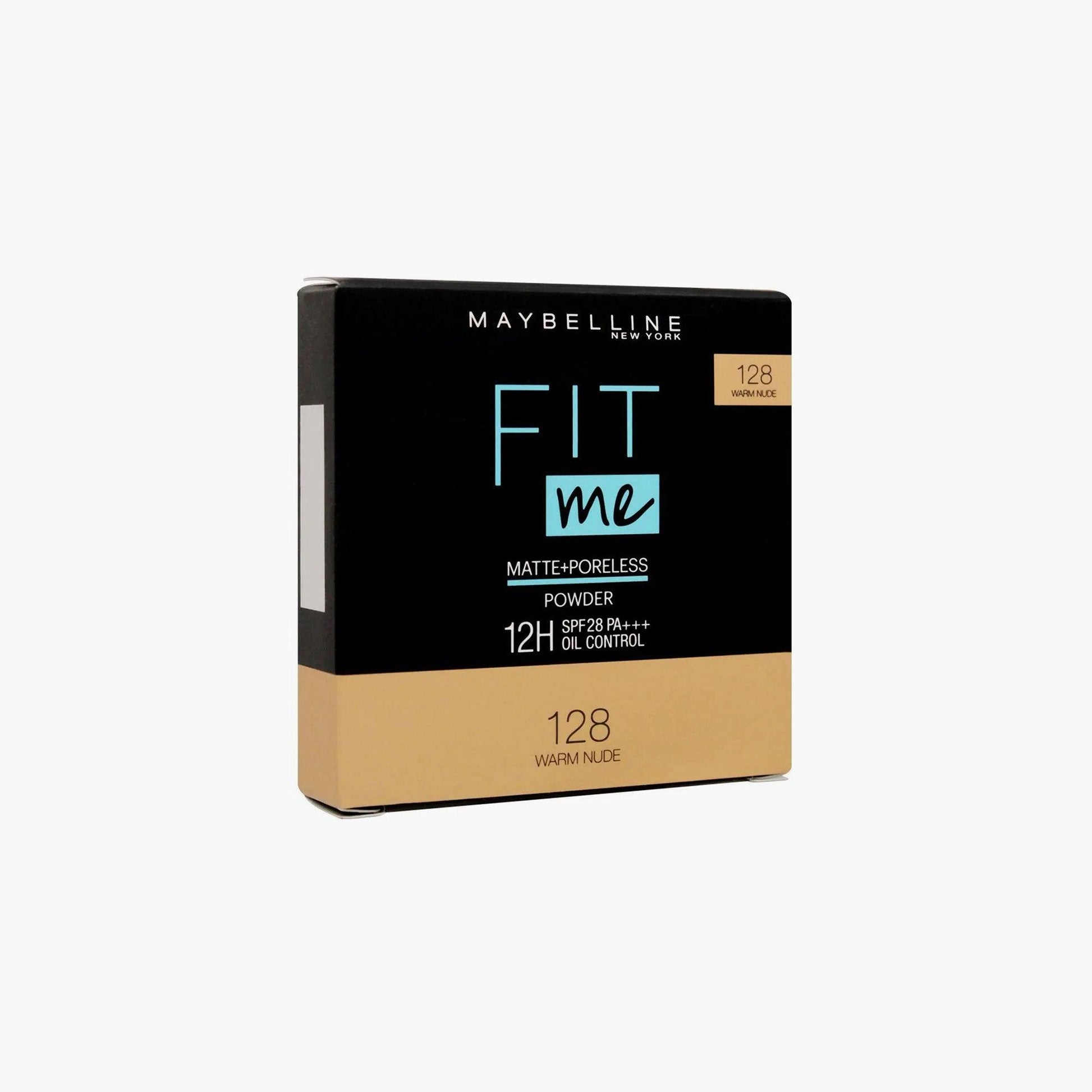 Maybelline New York Fit Me Matte+Poreless Powder 12H SPF28 PA+++ Oil Control 128 Warm Nude 6gm - TheSkinFit